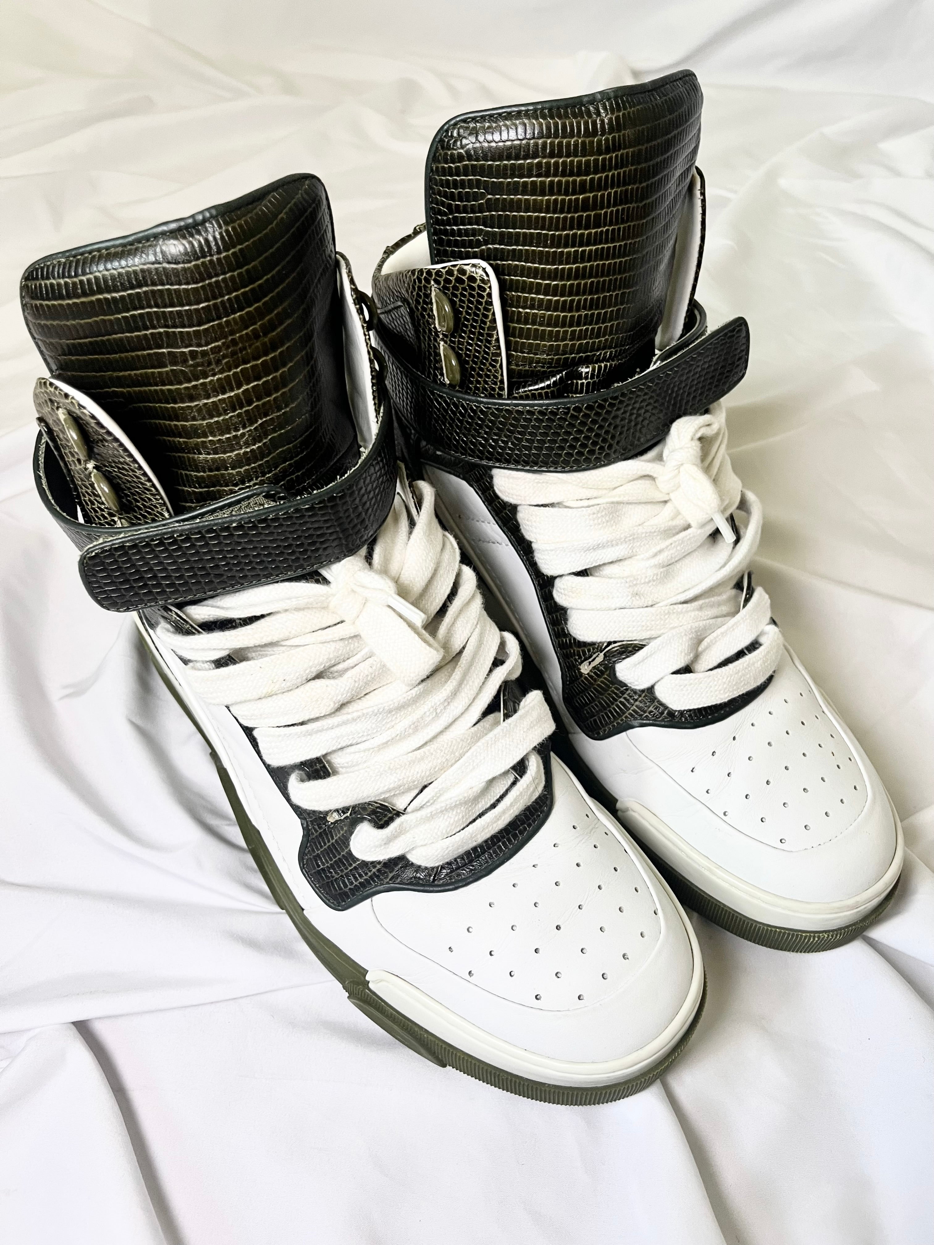 GIVENCHY TYSON DARK GREEN LIZARD SKIN HI-TOP SNEAKERS IN 44