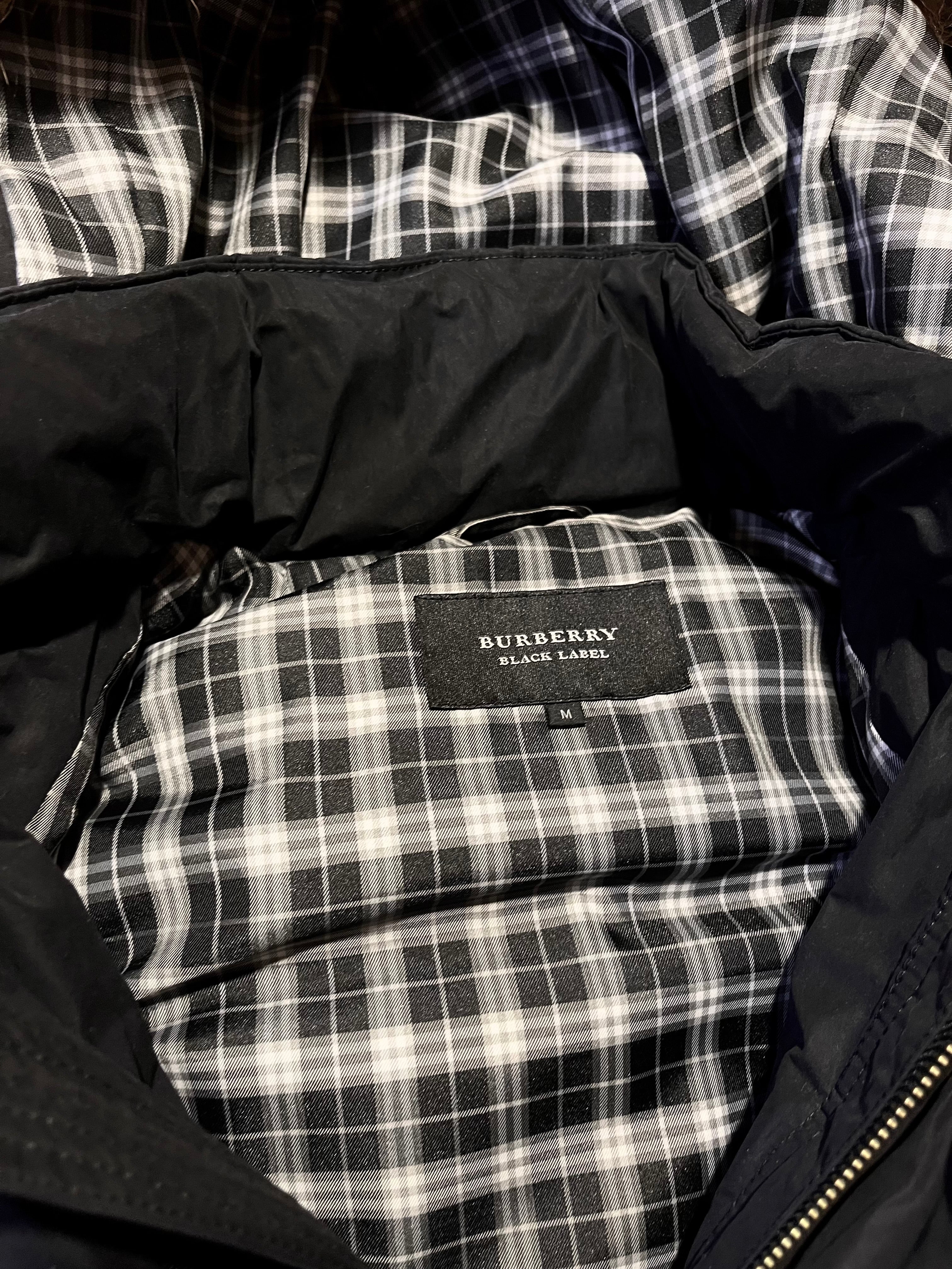 BURBERRY BLACK LABEL 2009 REAL FUR NOVA CHECK PUFFER DOWN JACKET