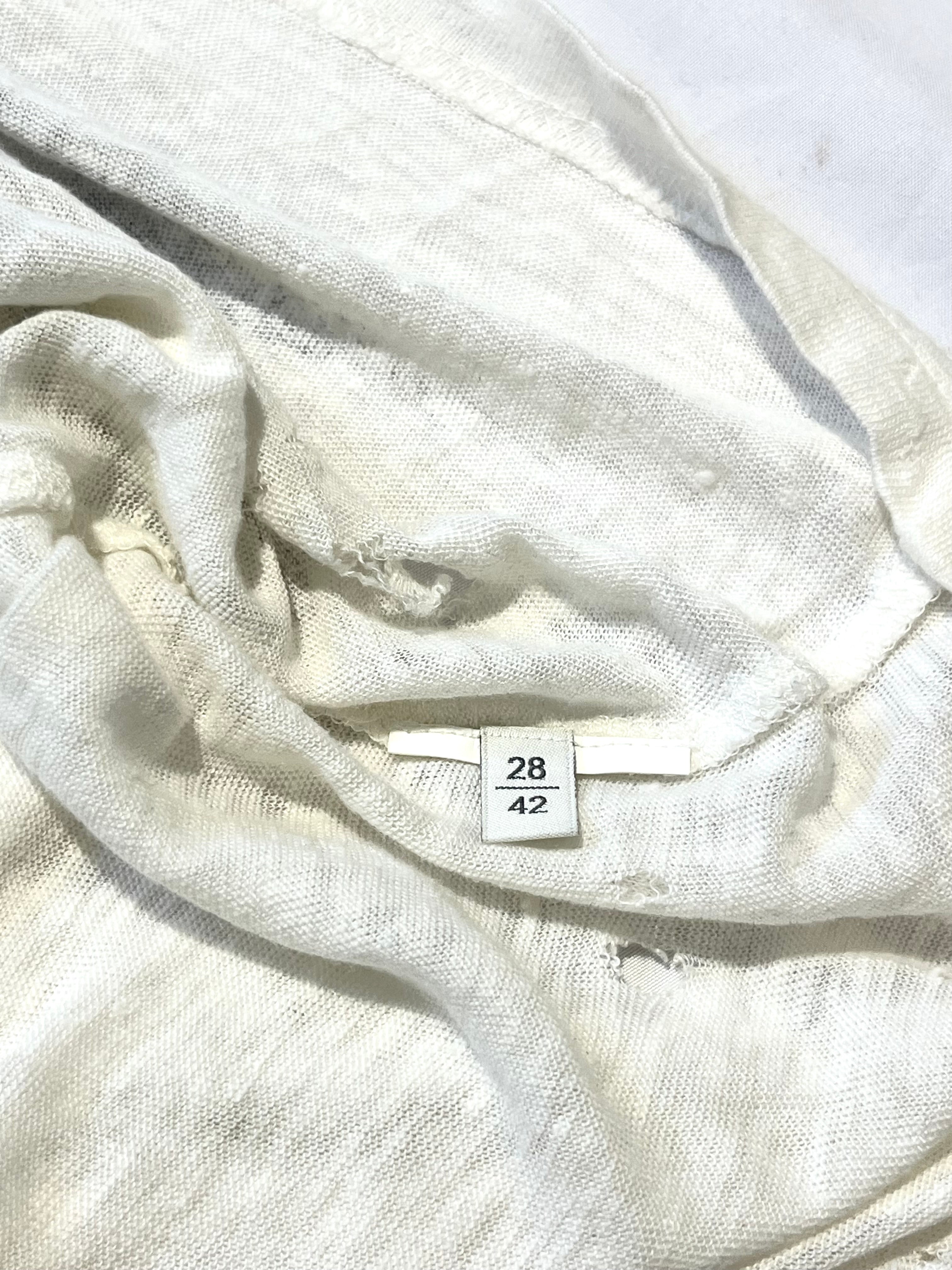 PIERRE BALMAIN "RIBCAGE" DISTRESSED SAFETY PIN T-SHIRT