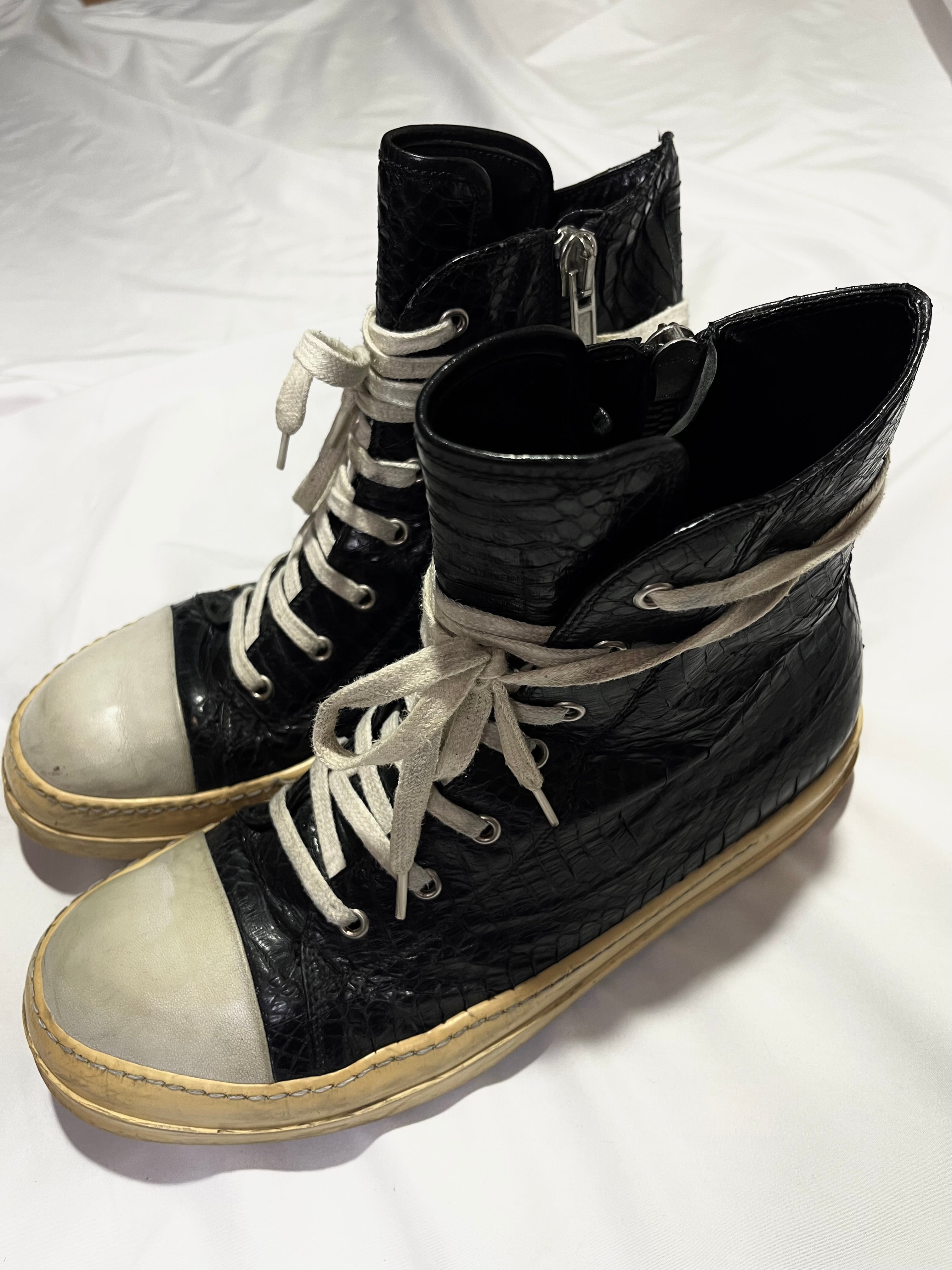 RICK OWENS 2012 PYTHON SKIN RAMONES IN BLACK/MILK
