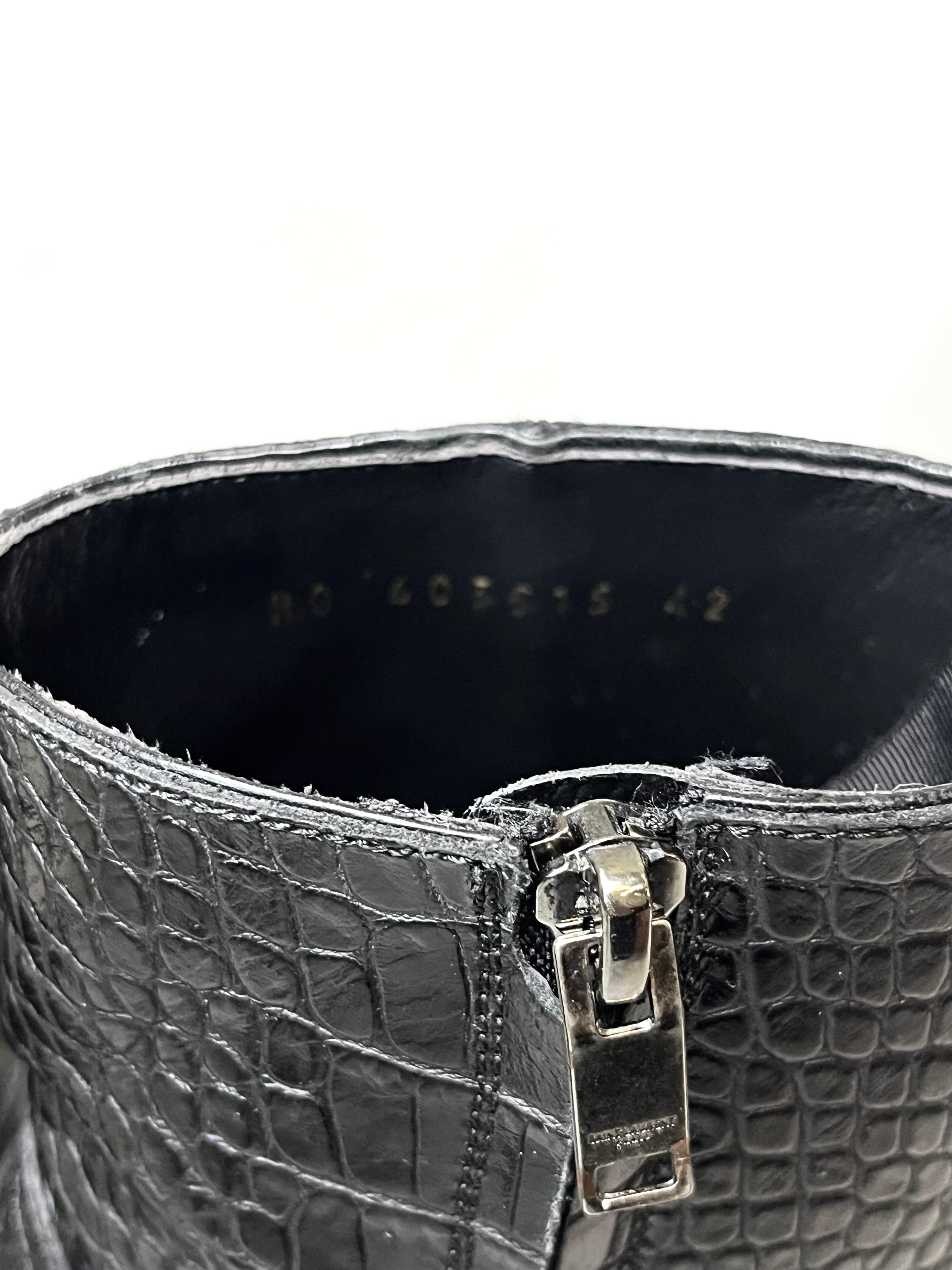 SAINT LAURENT PARIS CROCODILE LEATHER "WYATT" 40MM HARNESS BOOTS