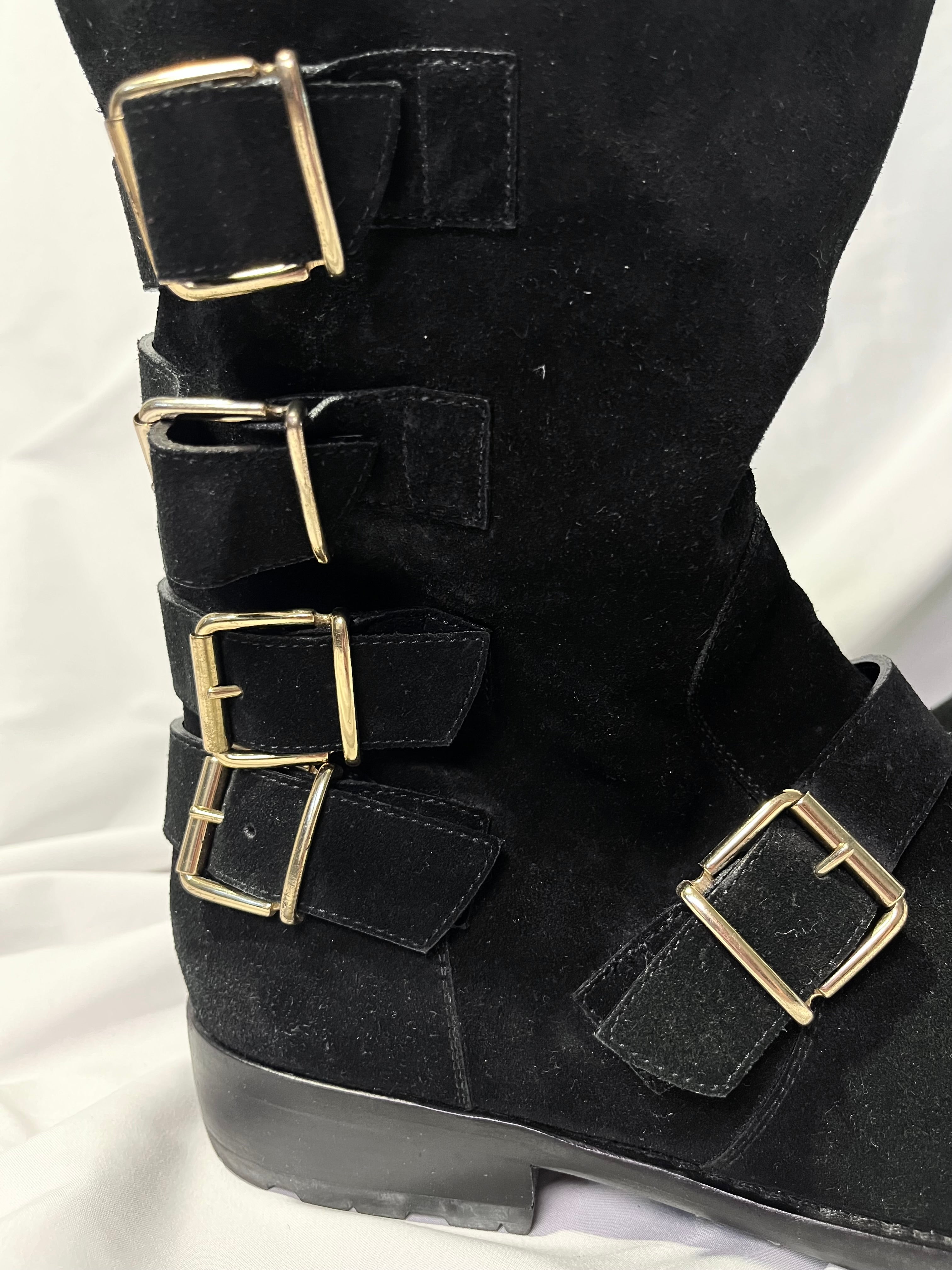 GIUSEPPE ZANOTTI FW12 ENGINEER BOOTS IN BLACK SUEDE LEATHER