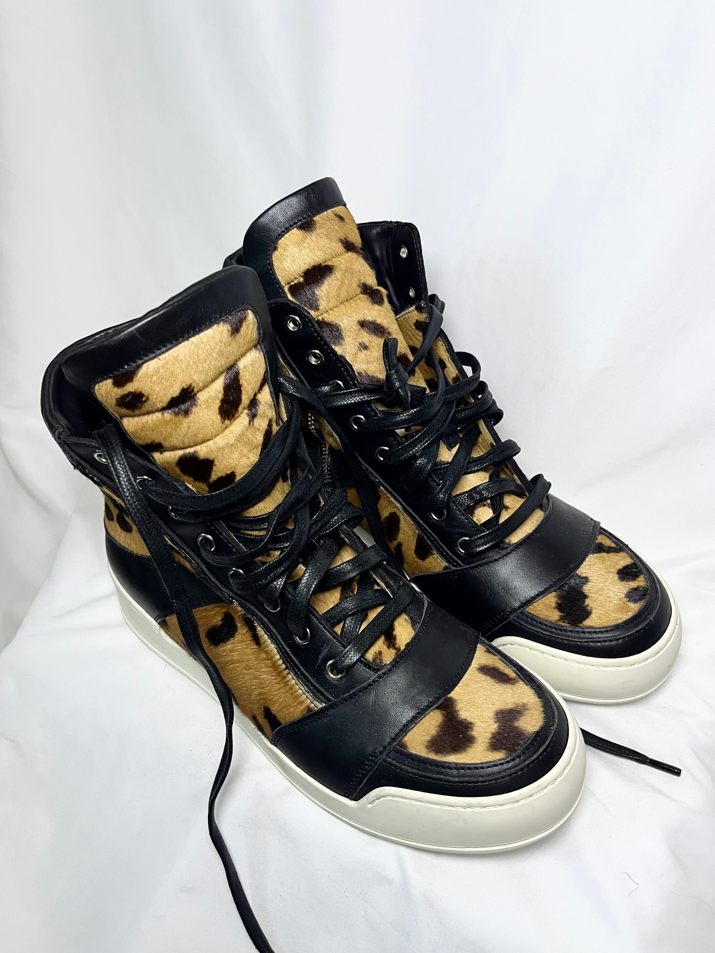 BALMAIN CHEETAH PRINT FUR DUNKS IN SIZE 42 BY OLIVIER ROUSTEING