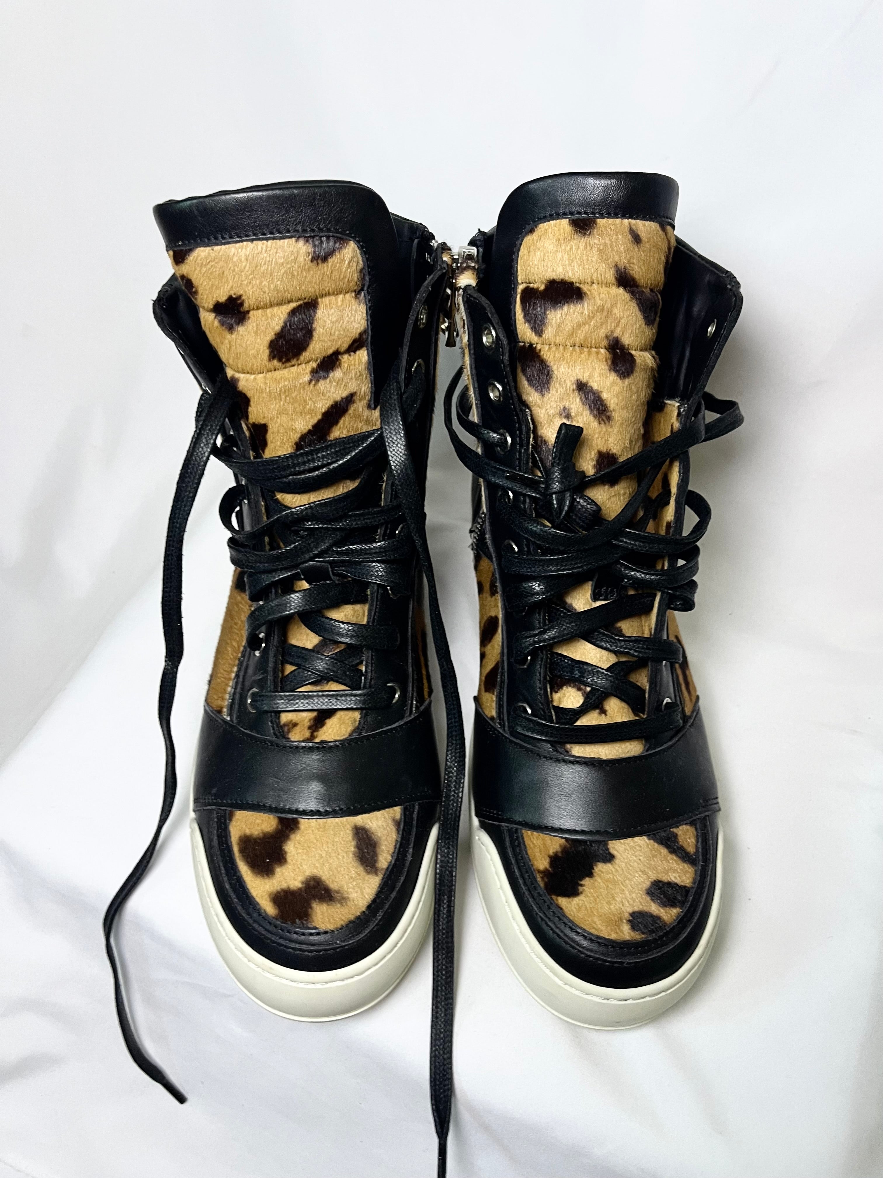 BALMAIN CHEETAH PRINT FUR DUNKS IN SIZE 42 BY OLIVIER ROUSTEING