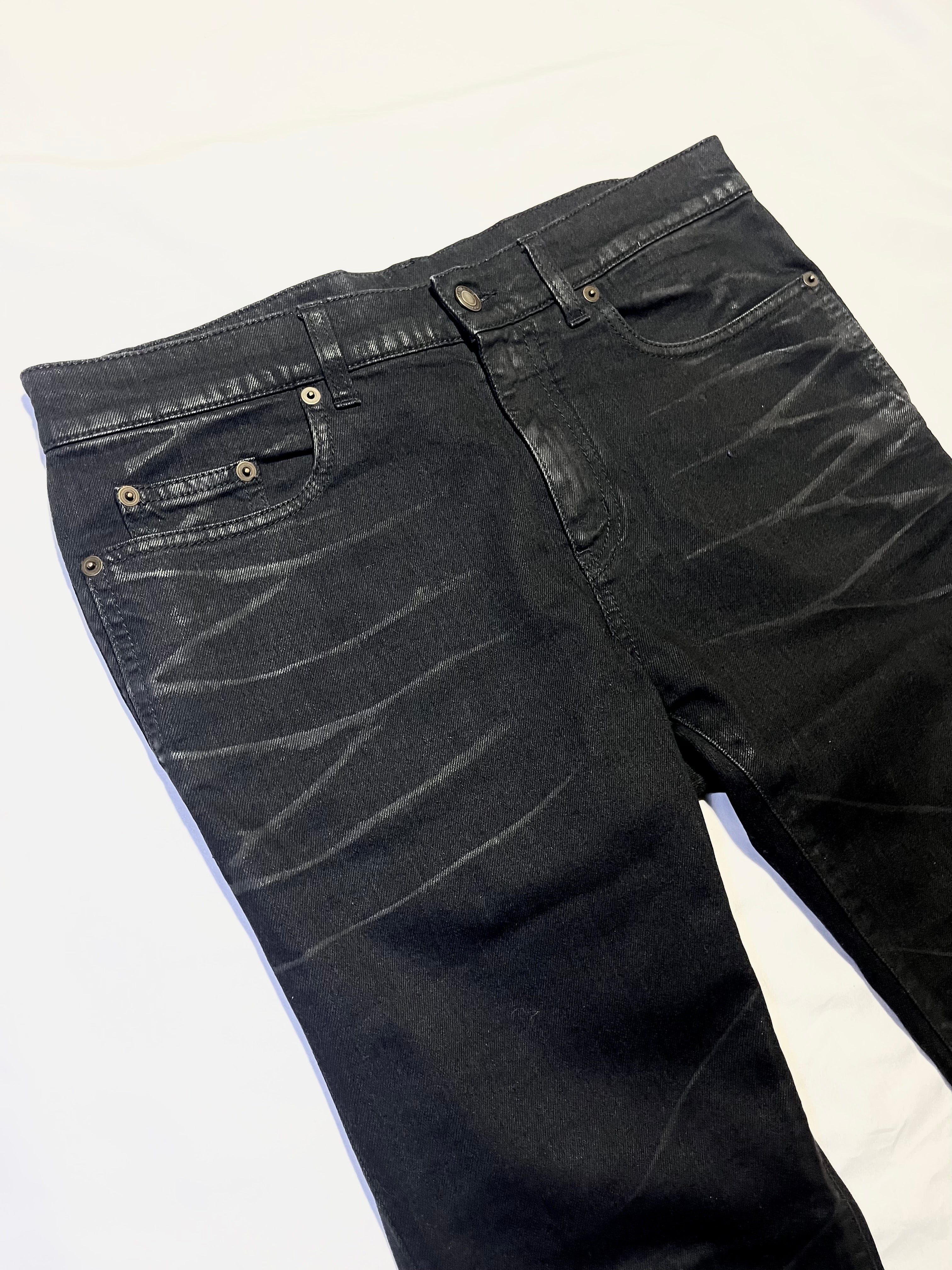 SAINT LAURENT D21 WHISKERED WAX DENIM BY HEDI SLIMANE IN W32