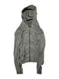 BALMAIN SS11 GRAY SHOTGUN DISTRESSED 5-ZIP HOODIE BY CRISTOPHE DECARNIN SIZE M