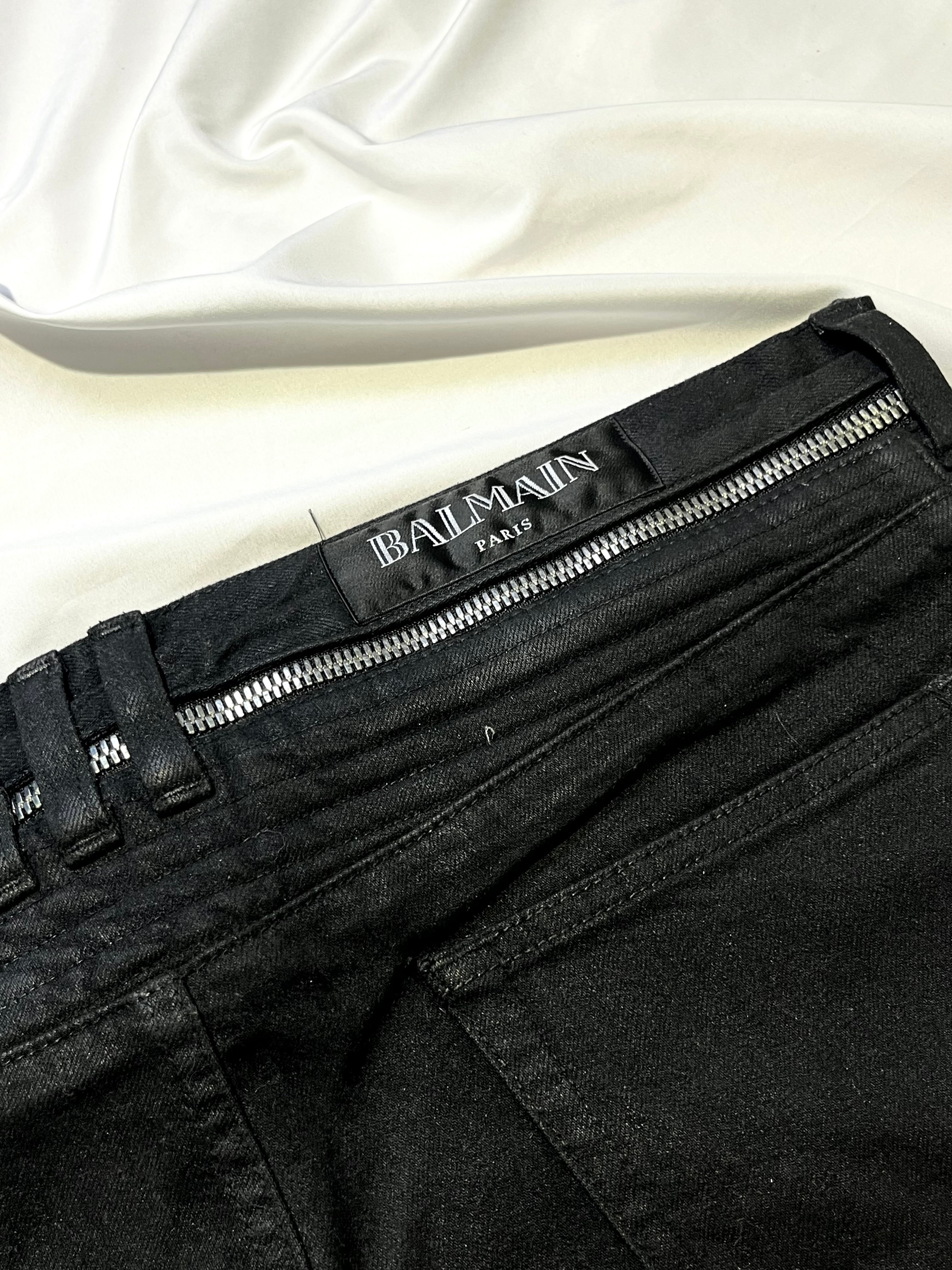 BALMAIN FW14 MULTI ZIPPER WAXED BIKER DENIM BY OLIVIER ROUSTEING