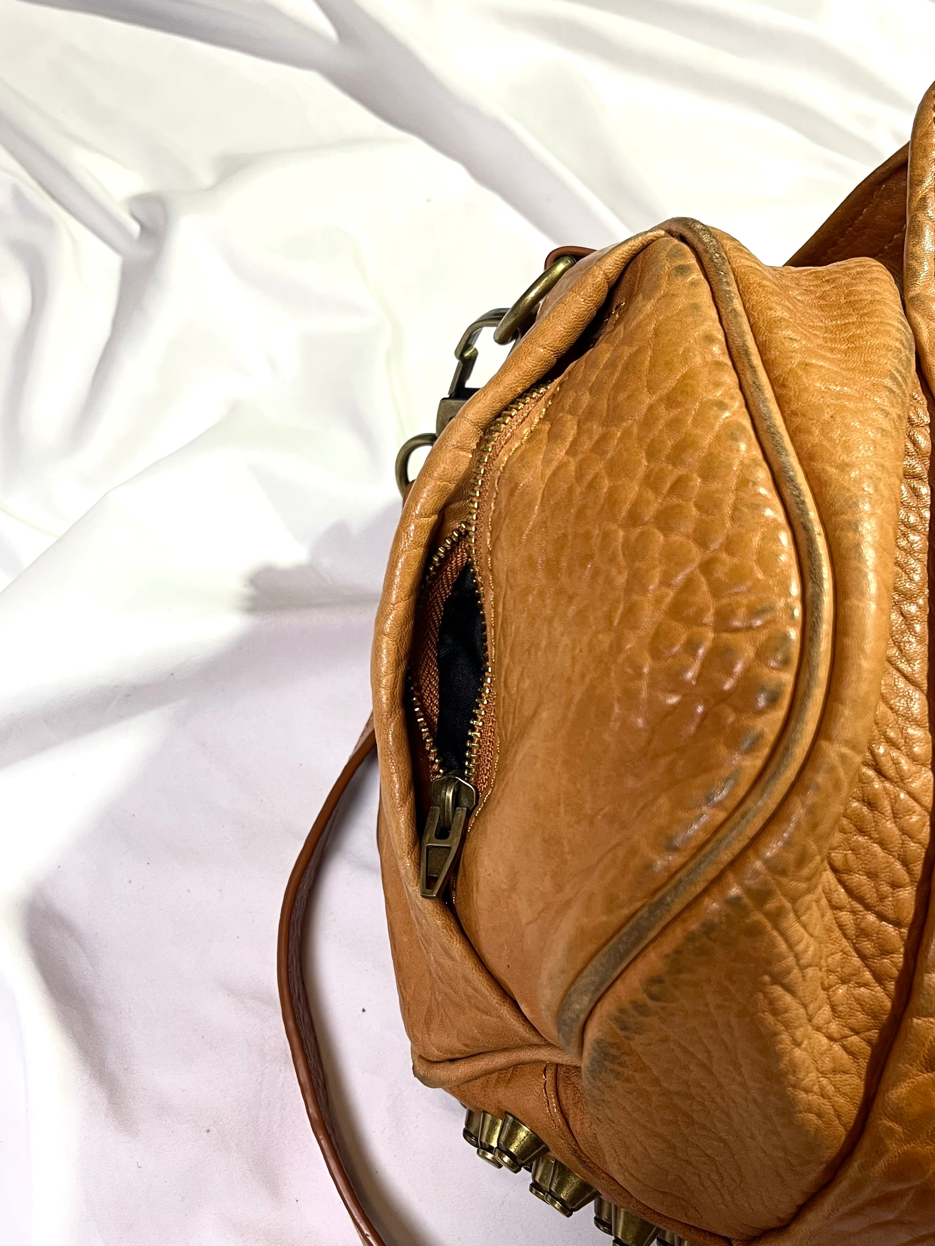 ALEXANDER WANG ROCKIE / ROCCO STUDDED COWHIDE LEATHER SHOULDER BAG IN CREAM