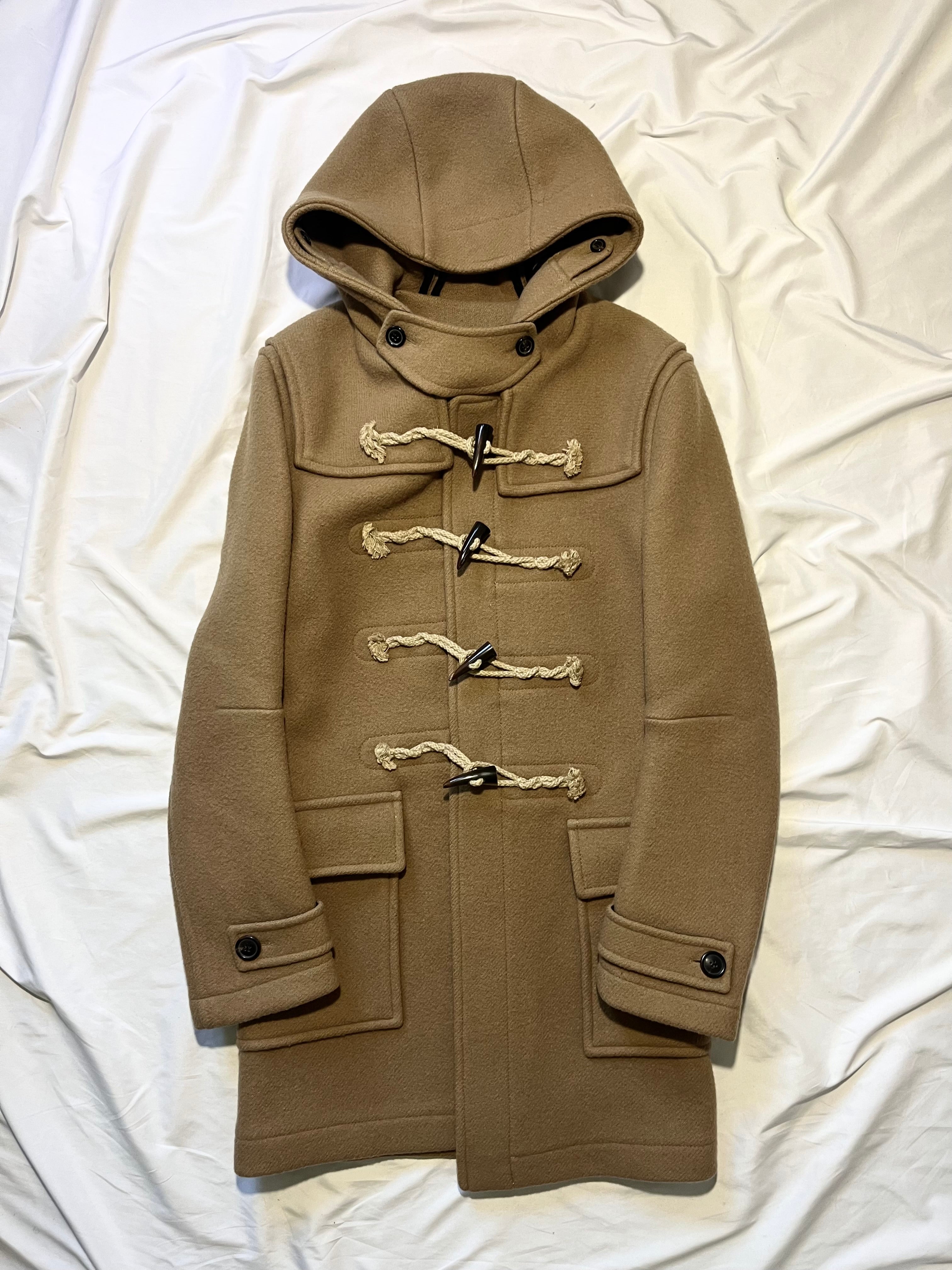 BALMAIN FW11 KHAKI WOODEN SPIKE DUFFLECOAT BY CRISTOPHE DECARNIN