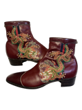 GUCCI DRAGON EMBROIDERED CHELSEA BOOTS WITH LIZARD SKIN TIPS