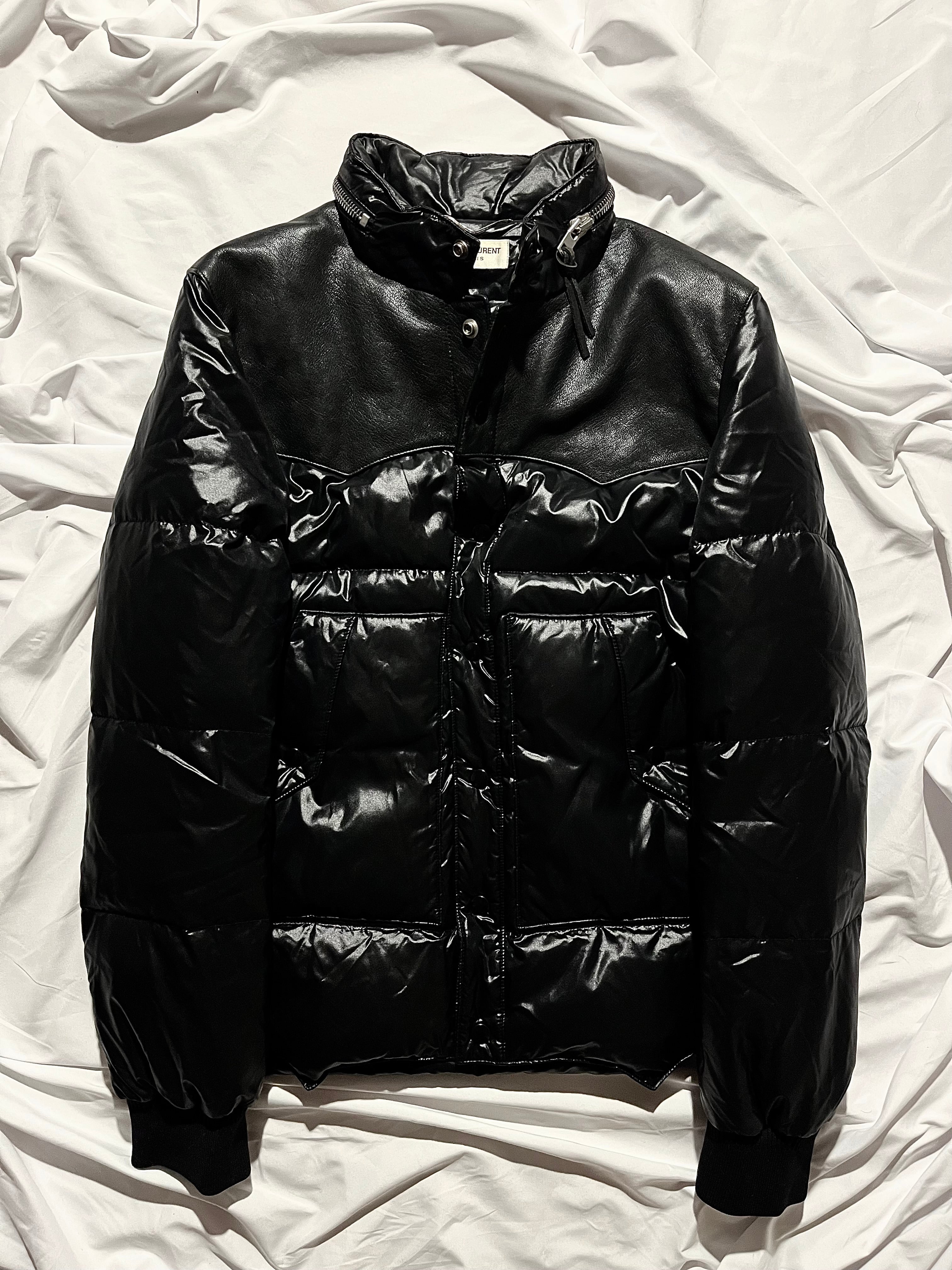 SAINT LAURENT PARIS FW13 GLOSSY LEATHER PUFFER BY HEDI SLIMANE IN 48