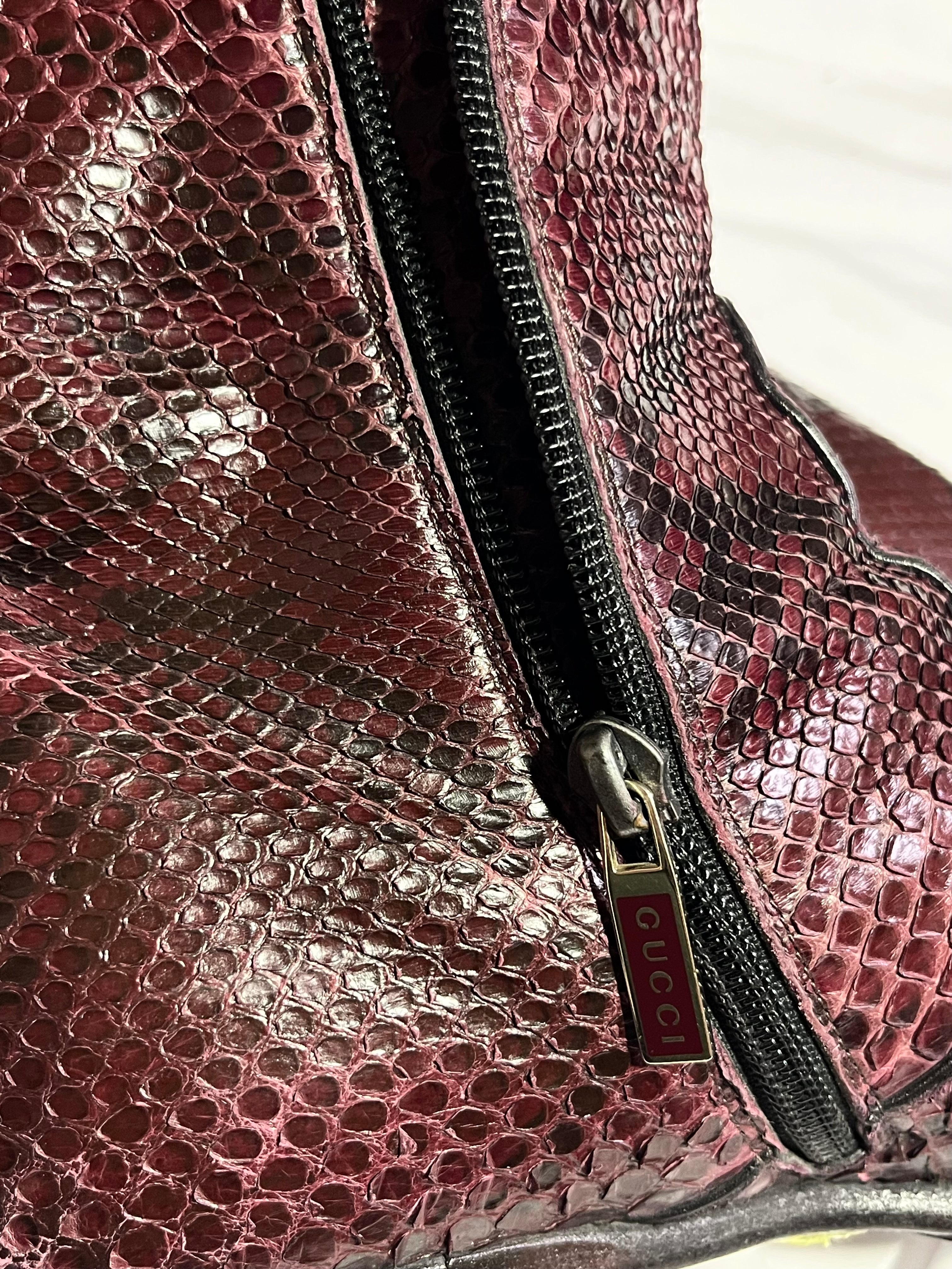 GUCCI PYTHON BURGUNDY LEATHER VINTAGE CHELSEA BOOTS
