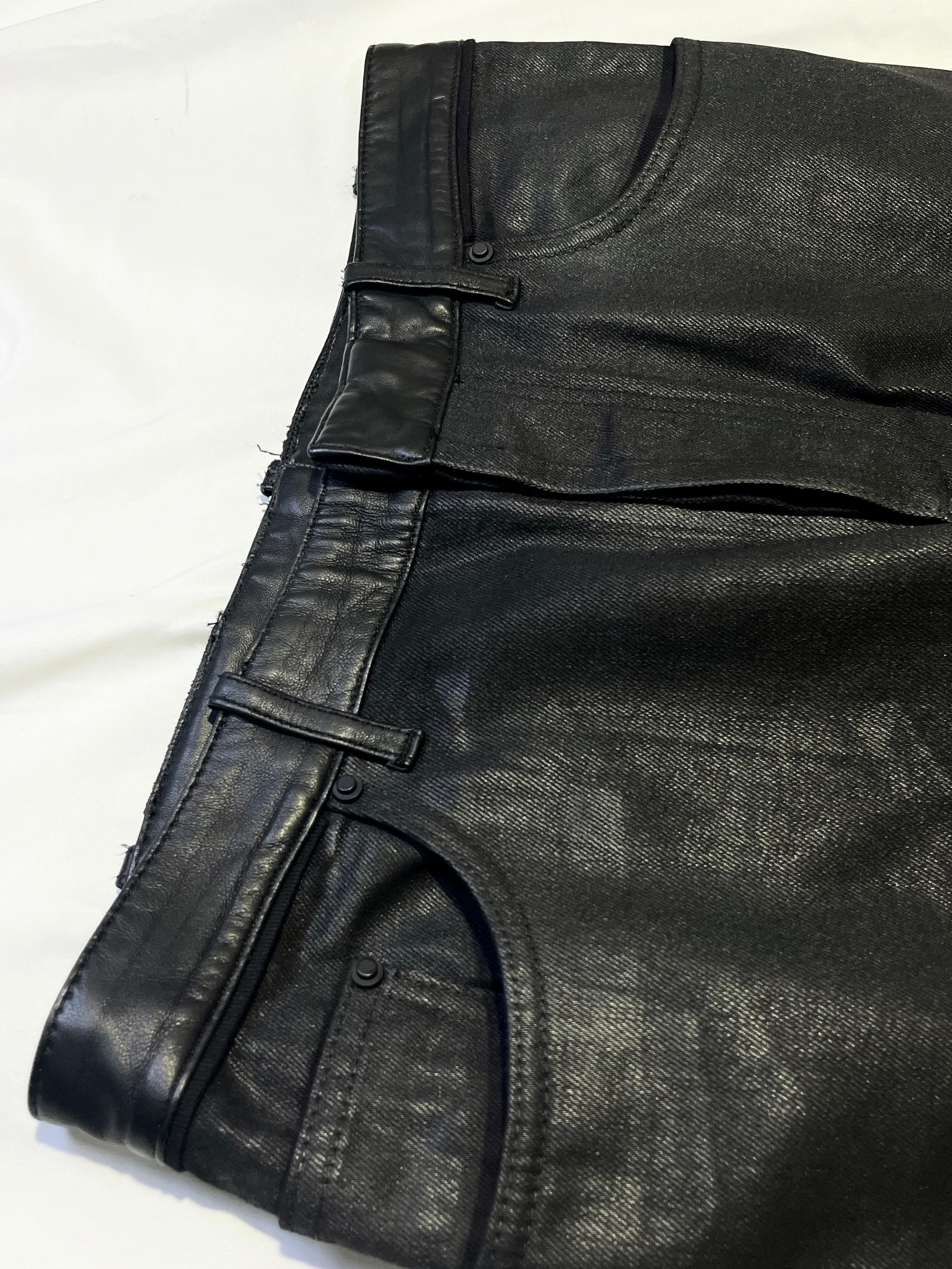 BALENCIAGA CUMMERBUND LEATHER WAISTBAND WAXED DENIM BY ALEXANDER WANG