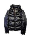 BURBERRY BLACK LABEL BLACK NOVA CHECK HOODED DOWN JACKET