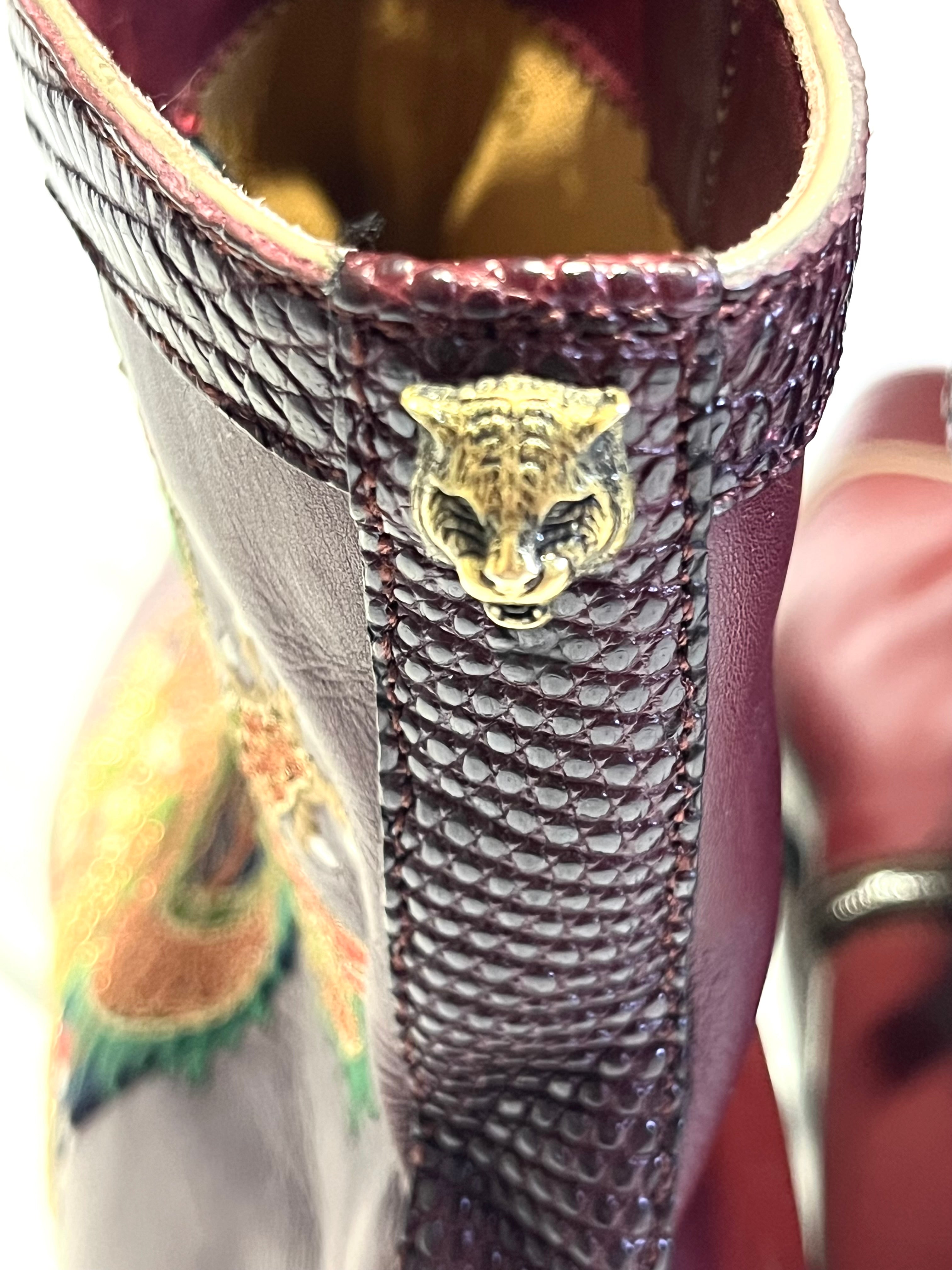 GUCCI DRAGON EMBROIDERED CHELSEA BOOTS WITH LIZARD SKIN TIPS