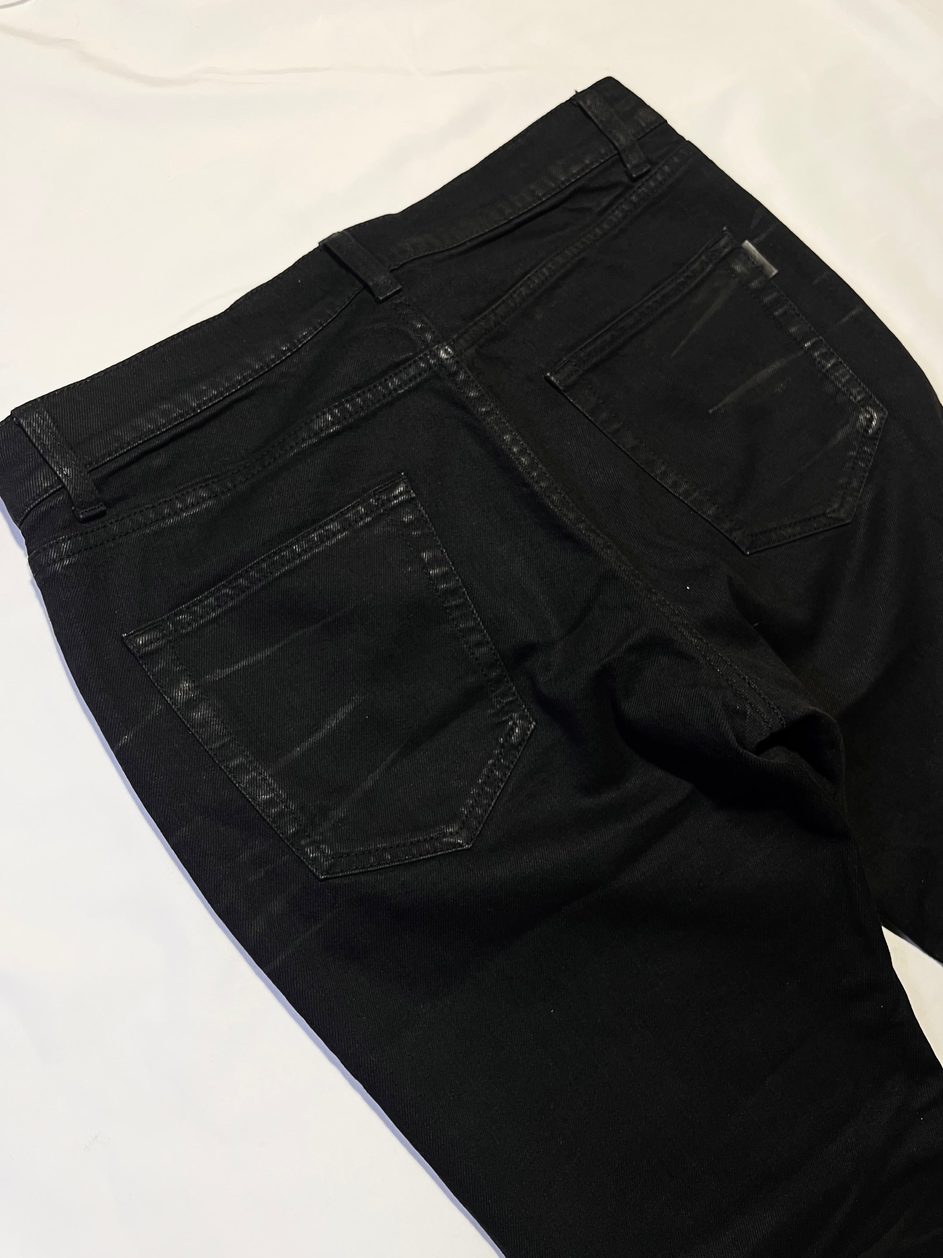 SAINT LAURENT D21 WHISKERED WAX DENIM BY HEDI SLIMANE IN W32