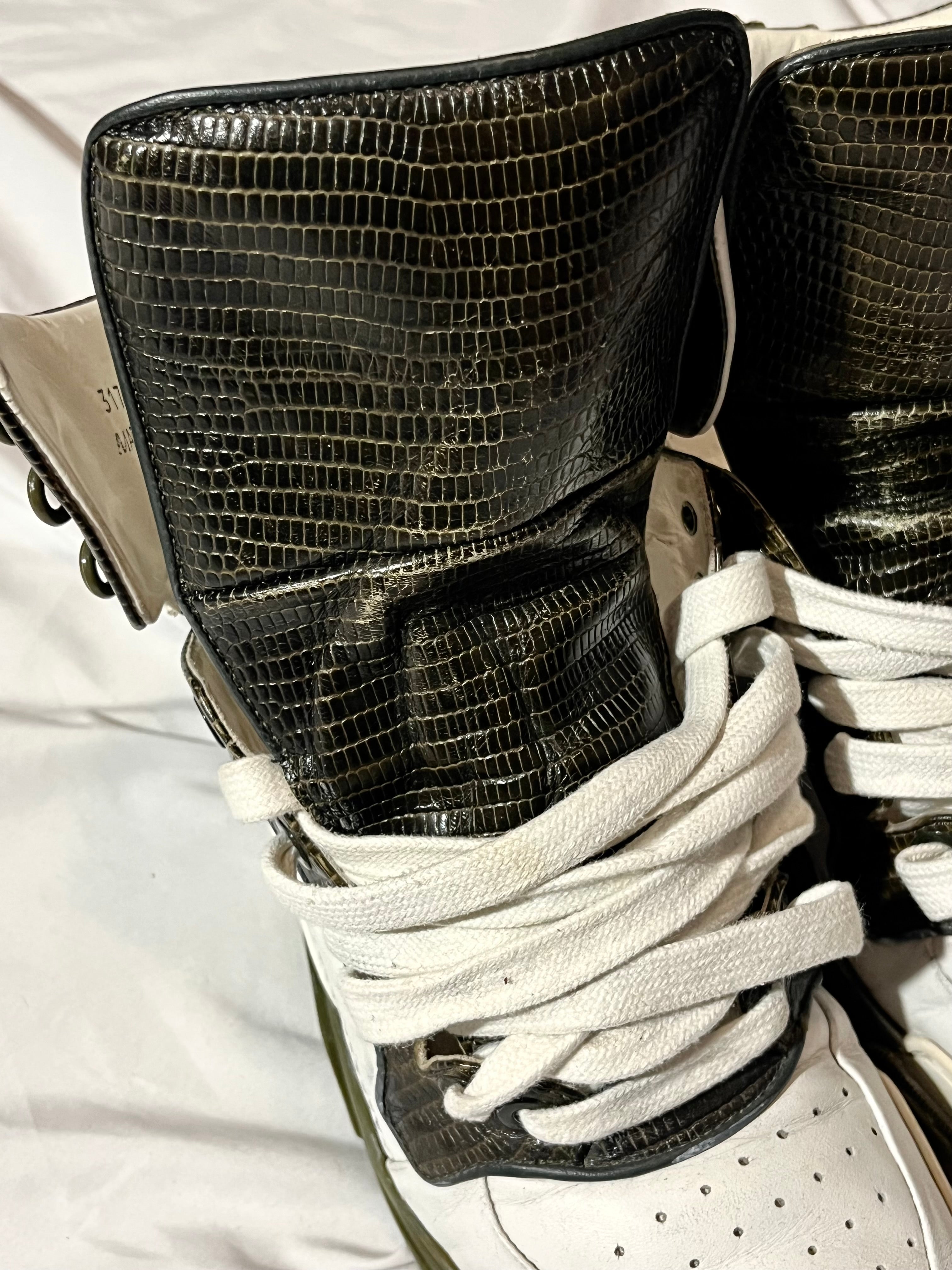 GIVENCHY TYSON DARK GREEN LIZARD SKIN HI-TOP SNEAKERS IN 41