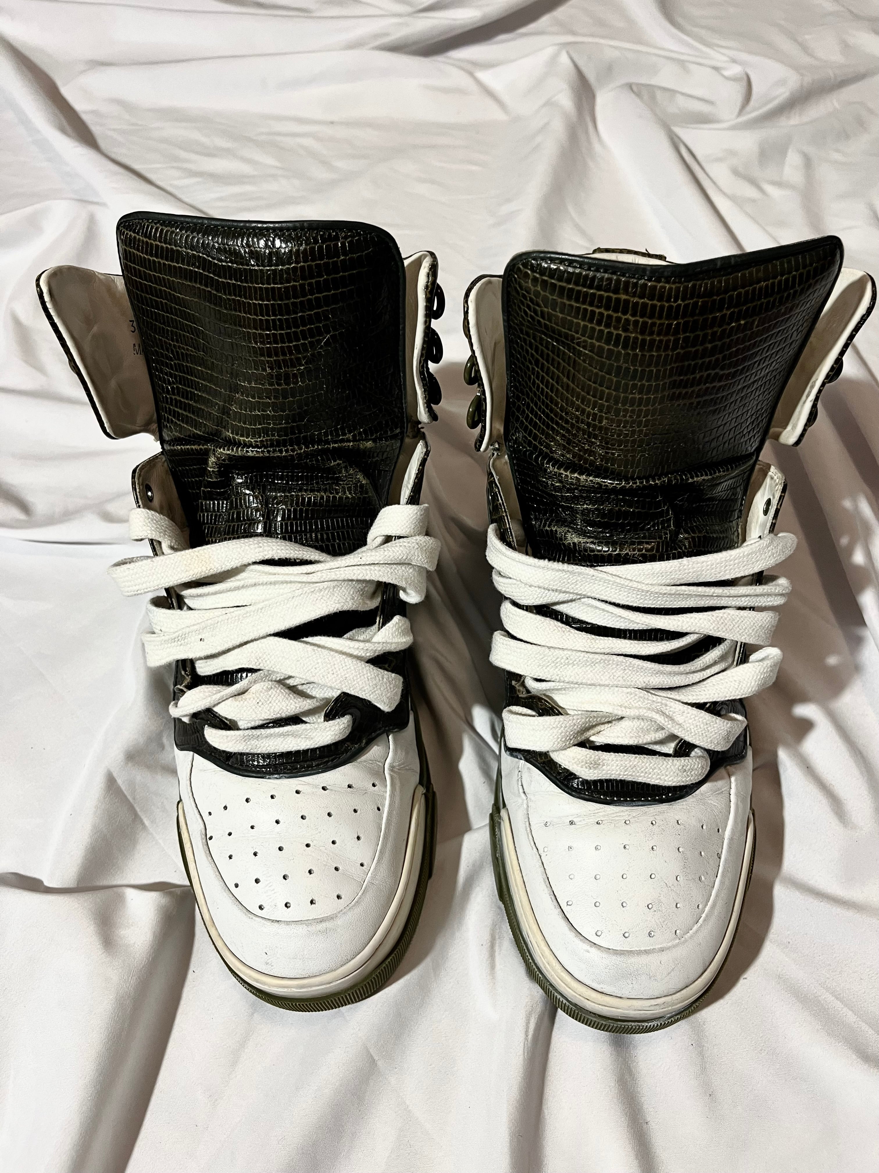 GIVENCHY TYSON DARK GREEN LIZARD SKIN HI-TOP SNEAKERS IN 41