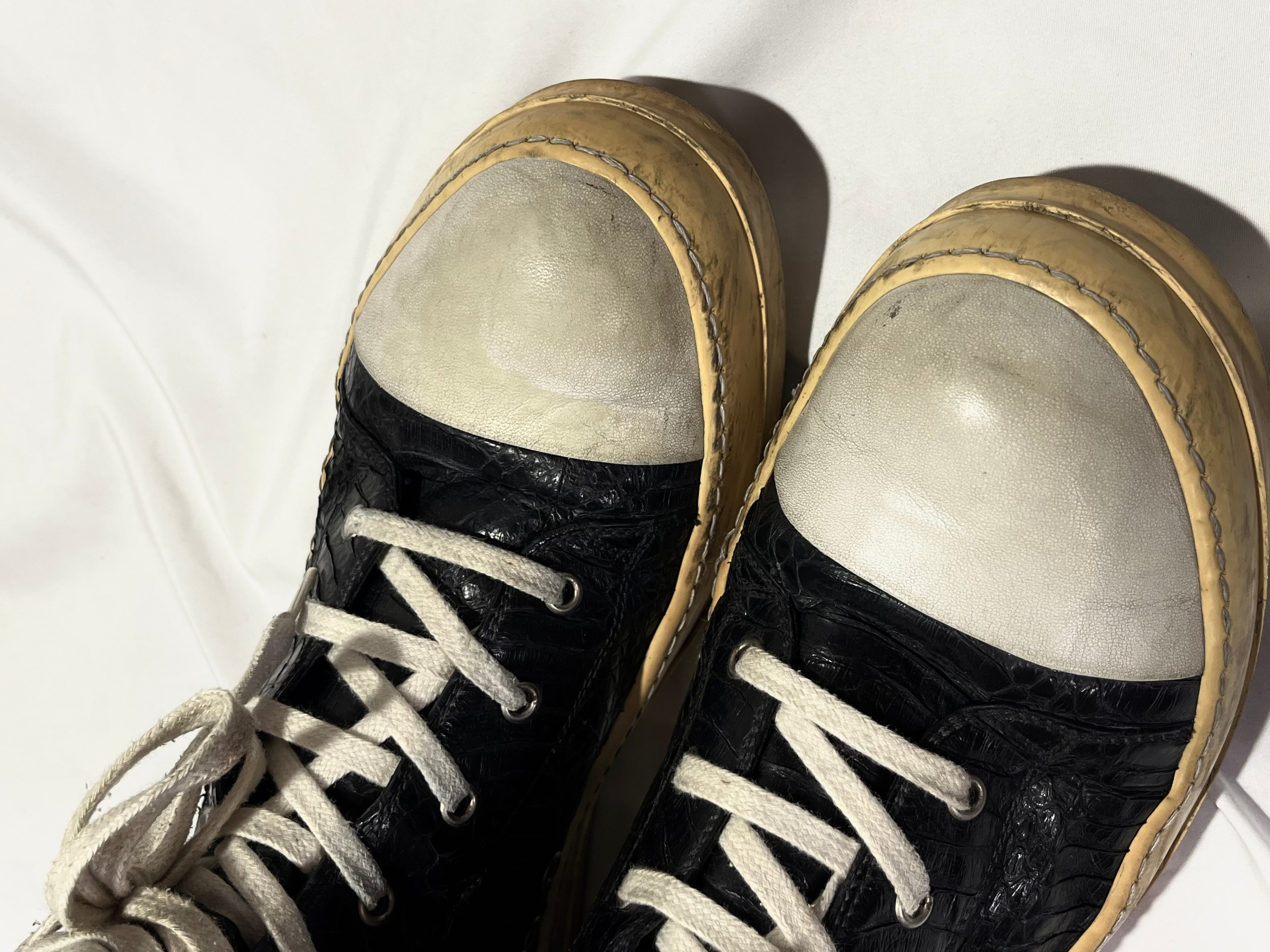 RICK OWENS 2012 PYTHON SKIN RAMONES IN BLACK/MILK