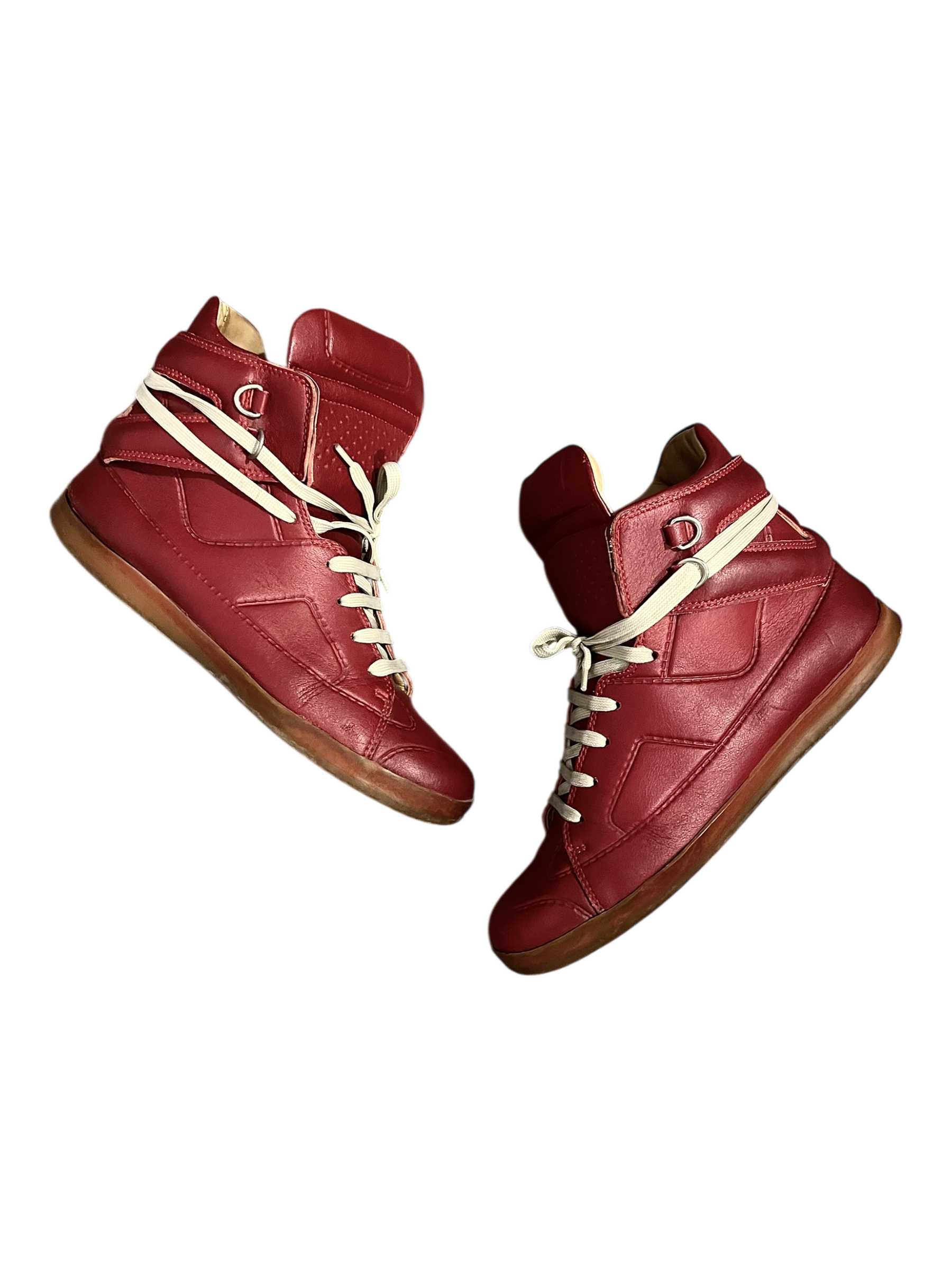 MAISON MARTIN MARGIELA X H&M HIGH TOP SNEAKER RED/GUM LEATHER HIGH TOP SNEAKERS IN 41