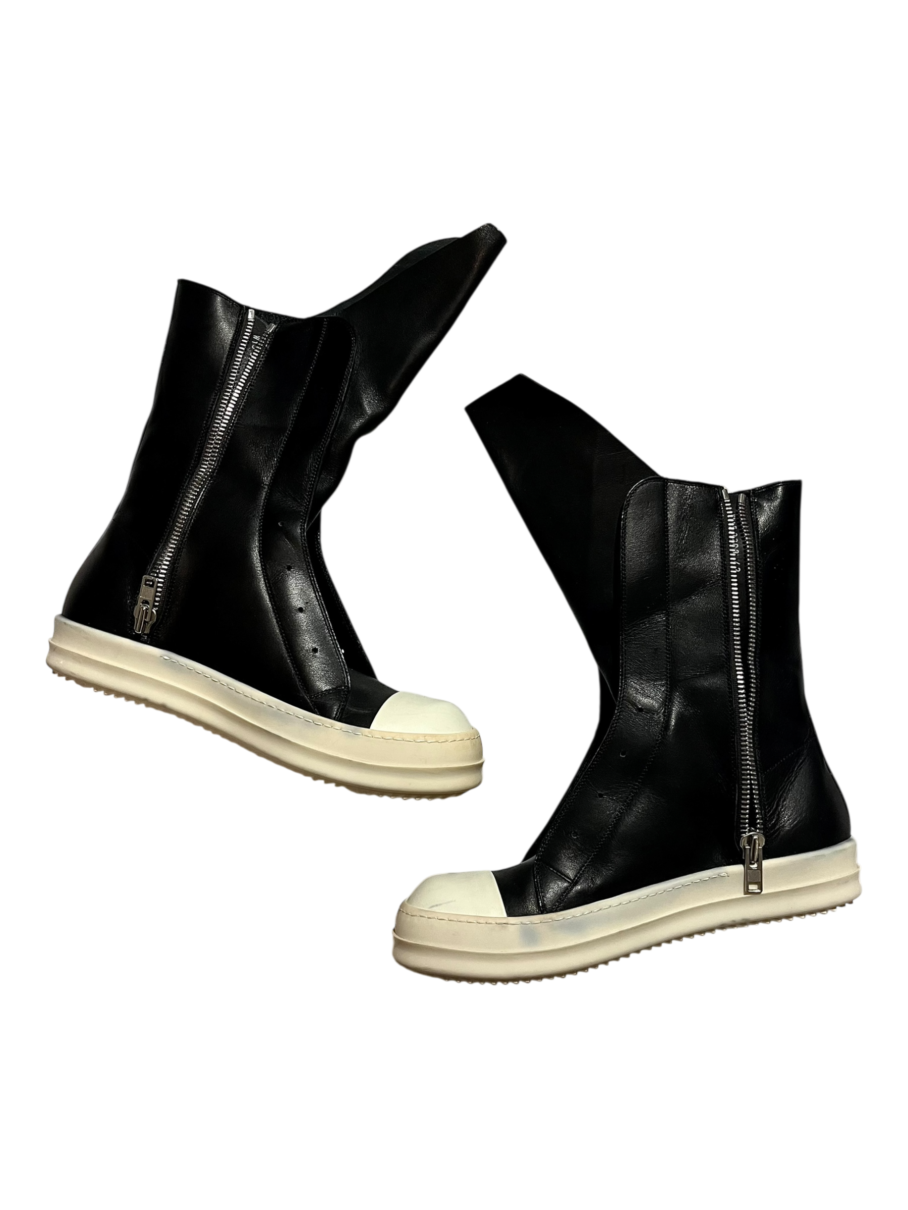 RICK OWENS SS15 'FAUN' BLACK/MILK OG LEATHER LACELESS /MOUNTAIN RAMONES