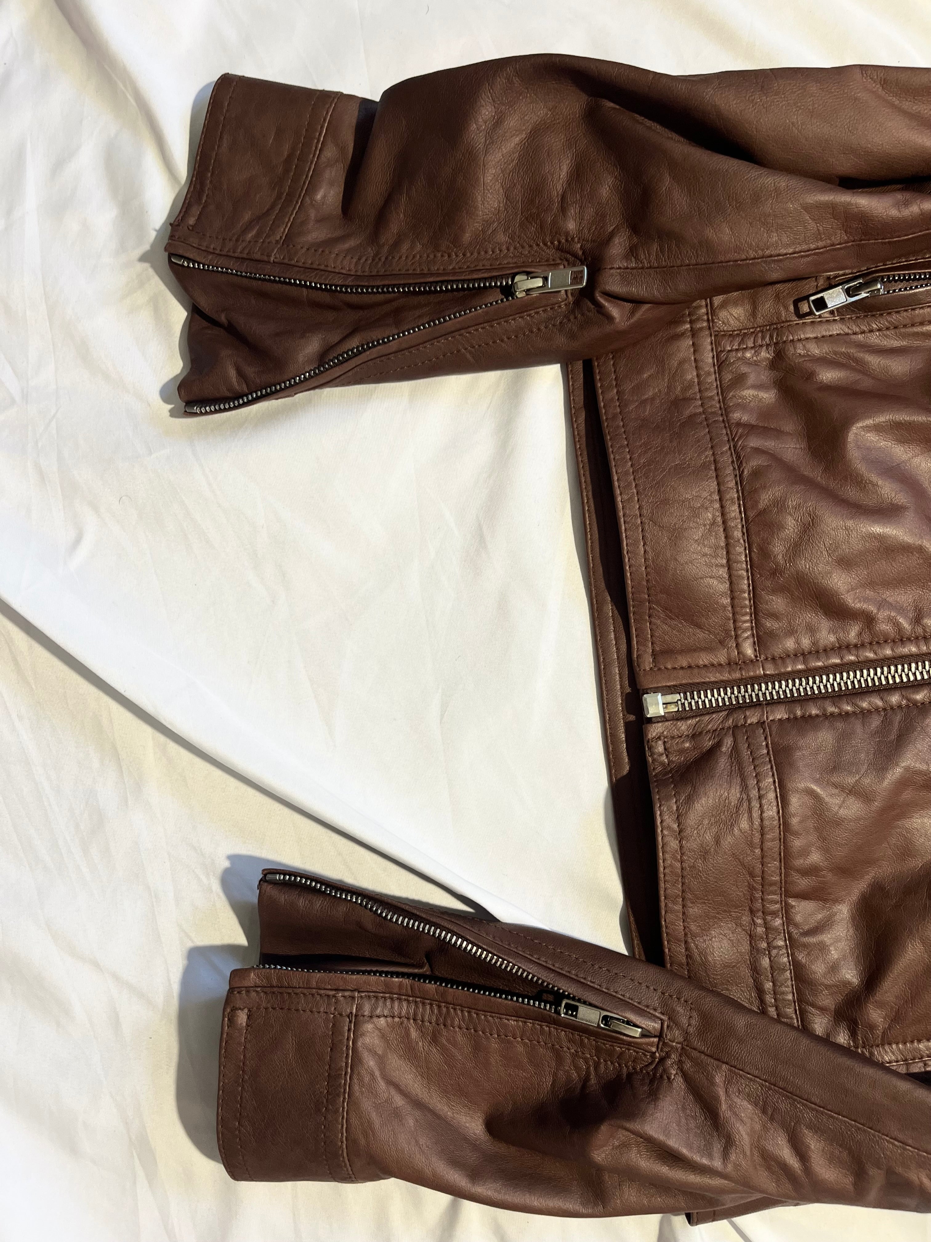 RICK OWENS FW14 "MOODY" HOODED LAMBSKIN JACKET IN CARAMEL SIZE 46IT