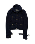 BALMAIN MILITARY STRAP TWEED JACKET IN NAVY