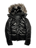 BURBERRY BLACK LABEL 2009 REAL FUR NOVA CHECK PUFFER DOWN JACKET