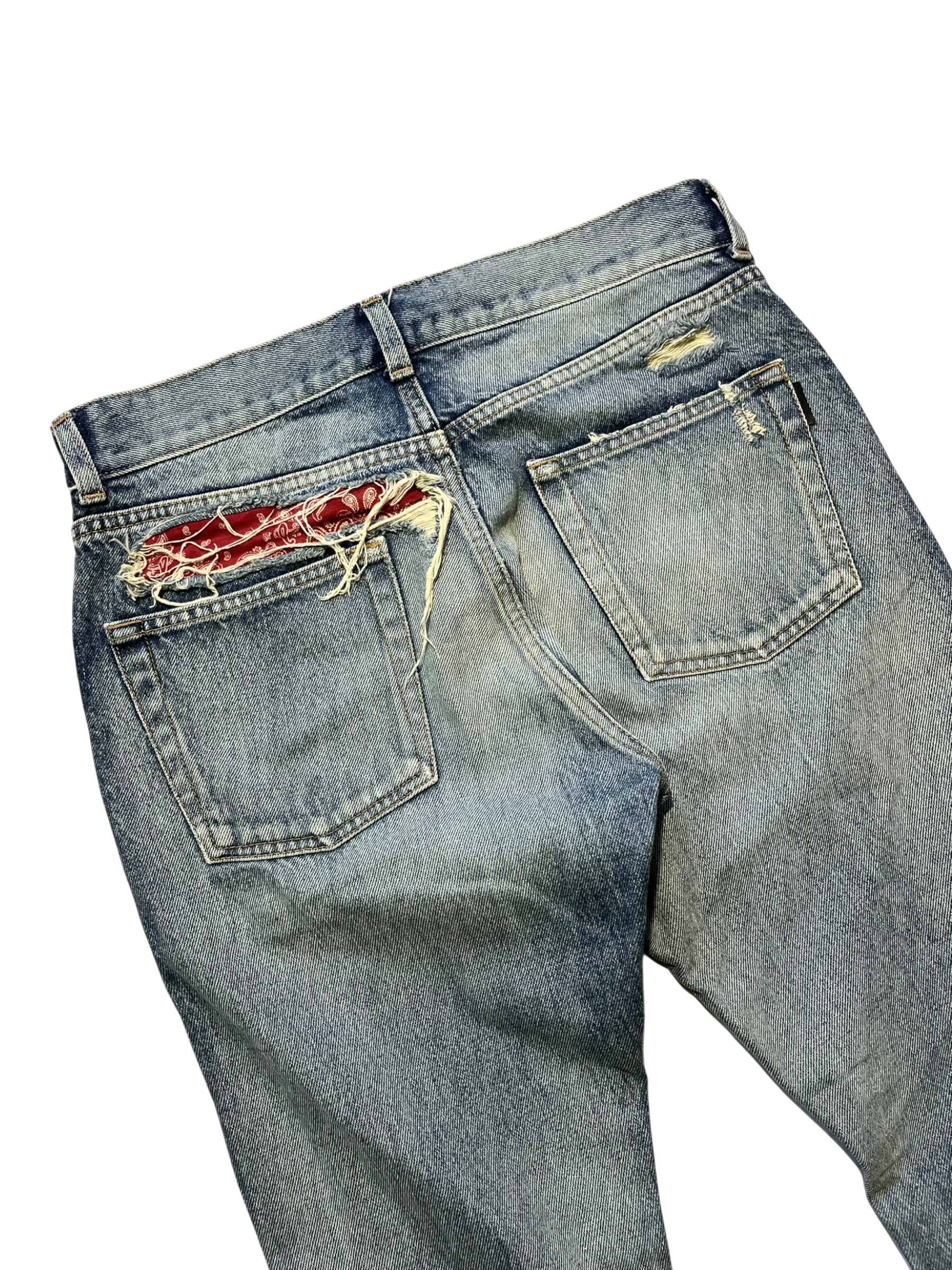 SAINT LAURENT FW19 D18 PAISLEY BANDANA DENIM BY ANTHONY VACCARELLO IN W28
