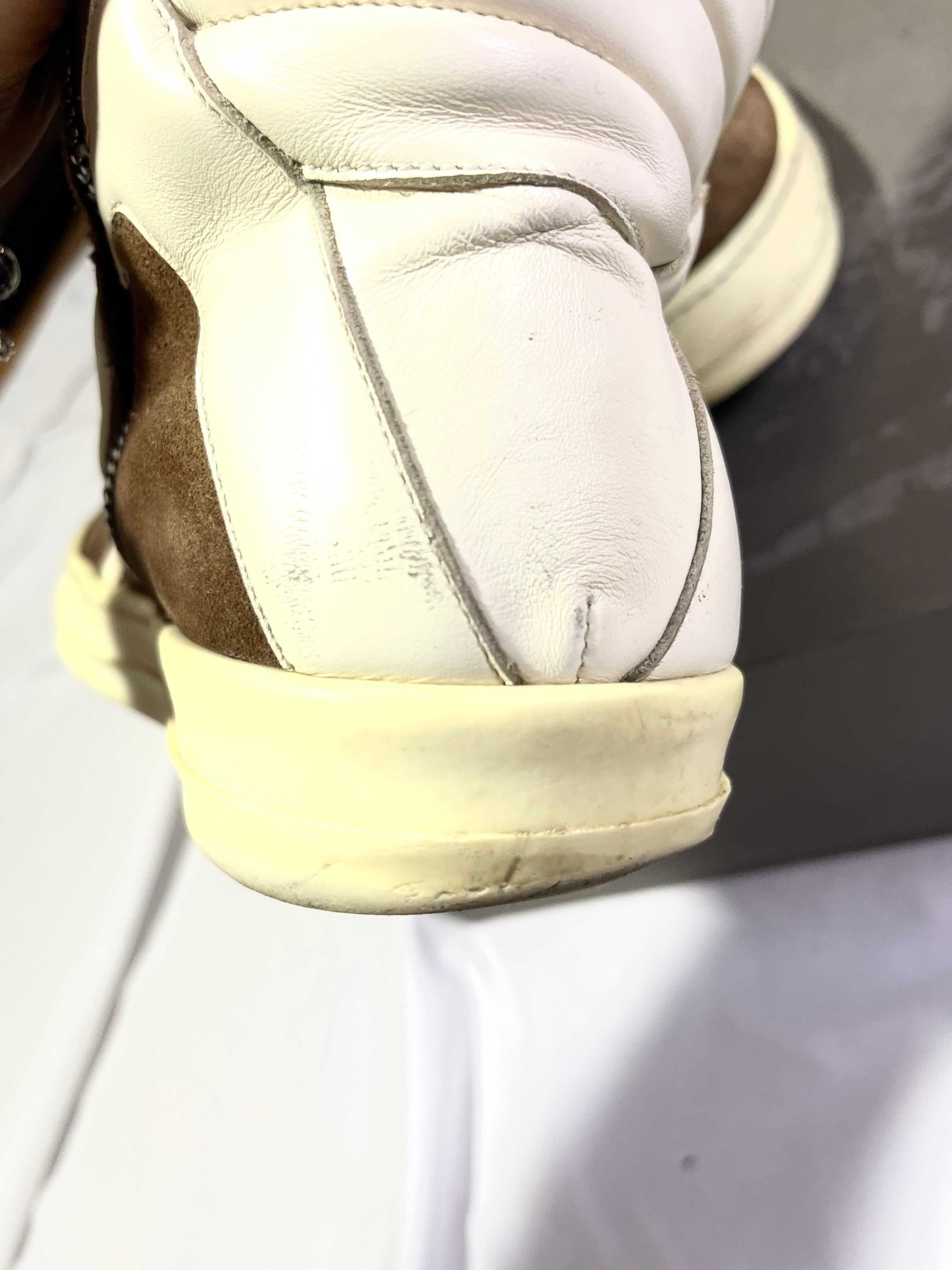 RICK OWENS BROWN/MILK SUEDE LEATHER GEOBASKETS