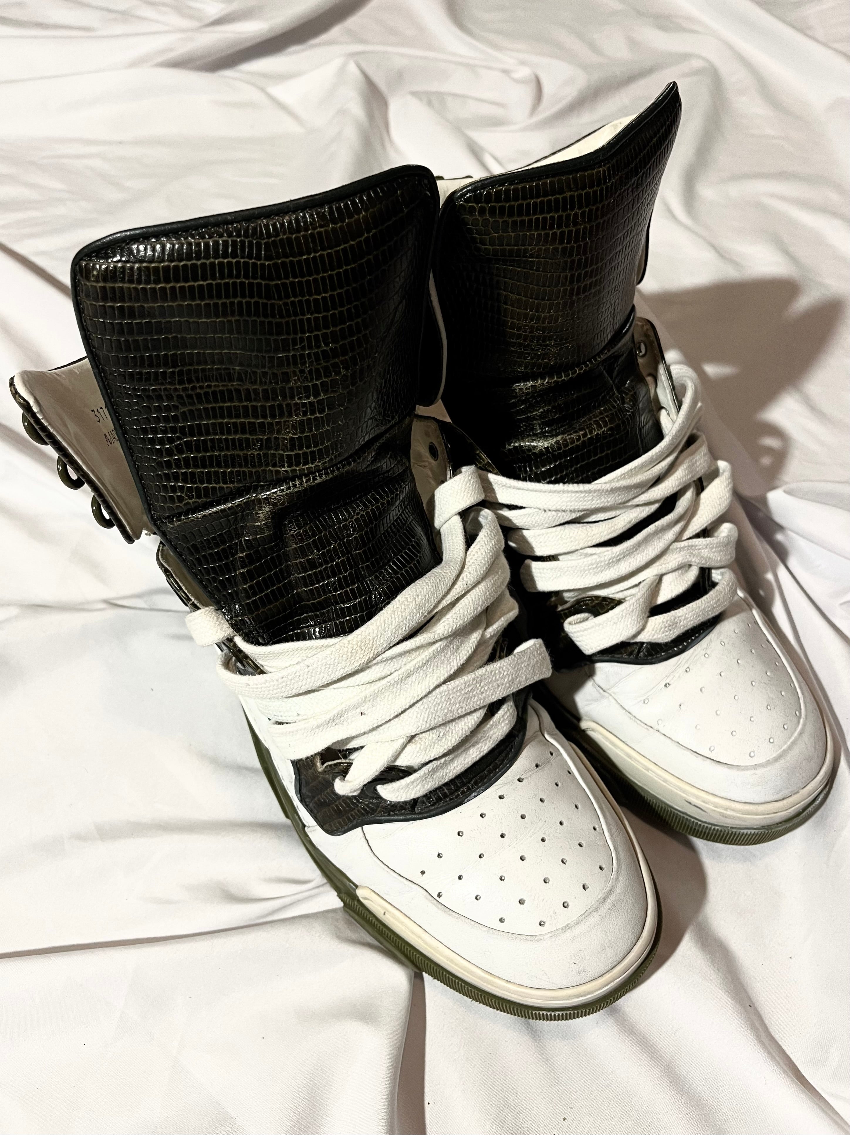 GIVENCHY TYSON DARK GREEN LIZARD SKIN HI-TOP SNEAKERS IN 41