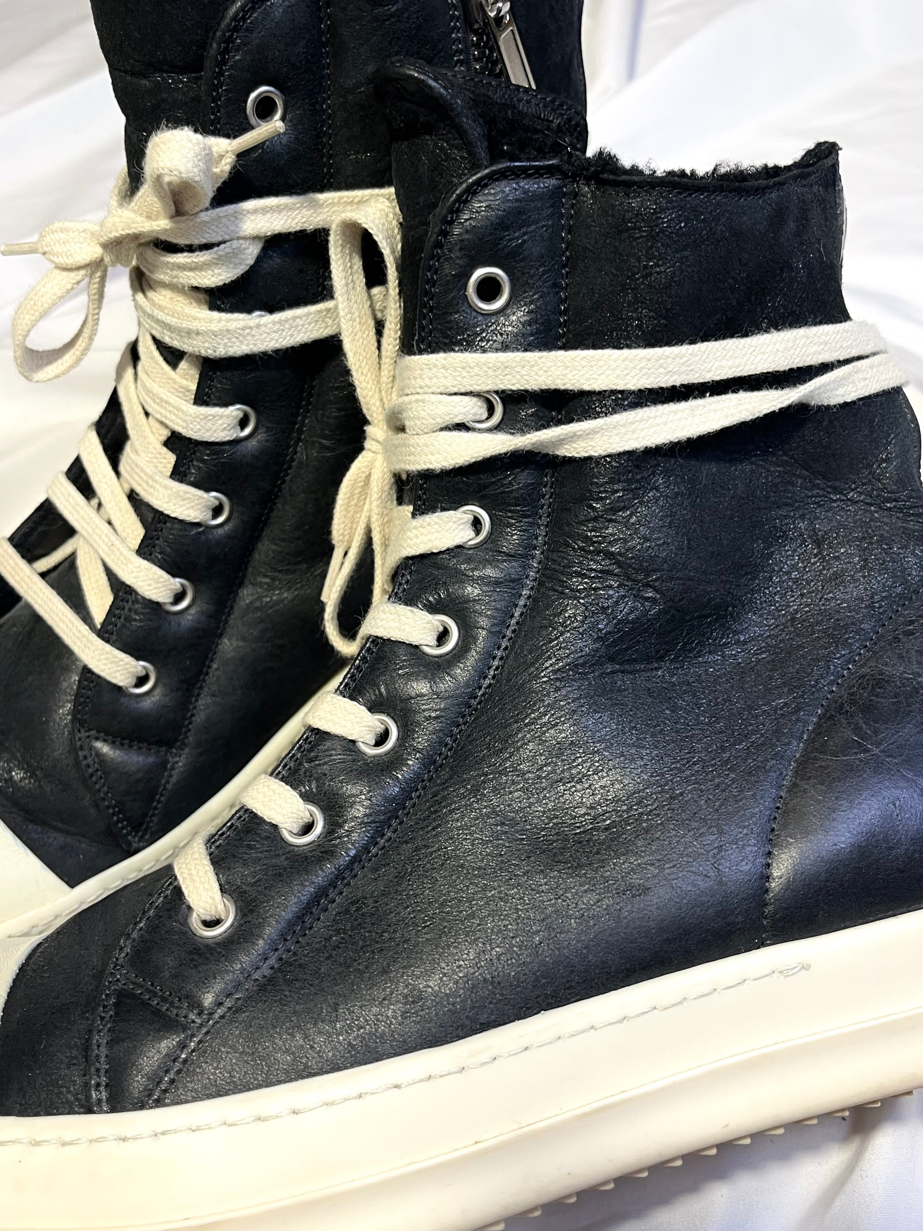 RICK OWENS FW17 'WALRUS' SHEARLING RAMONES HI-TOP