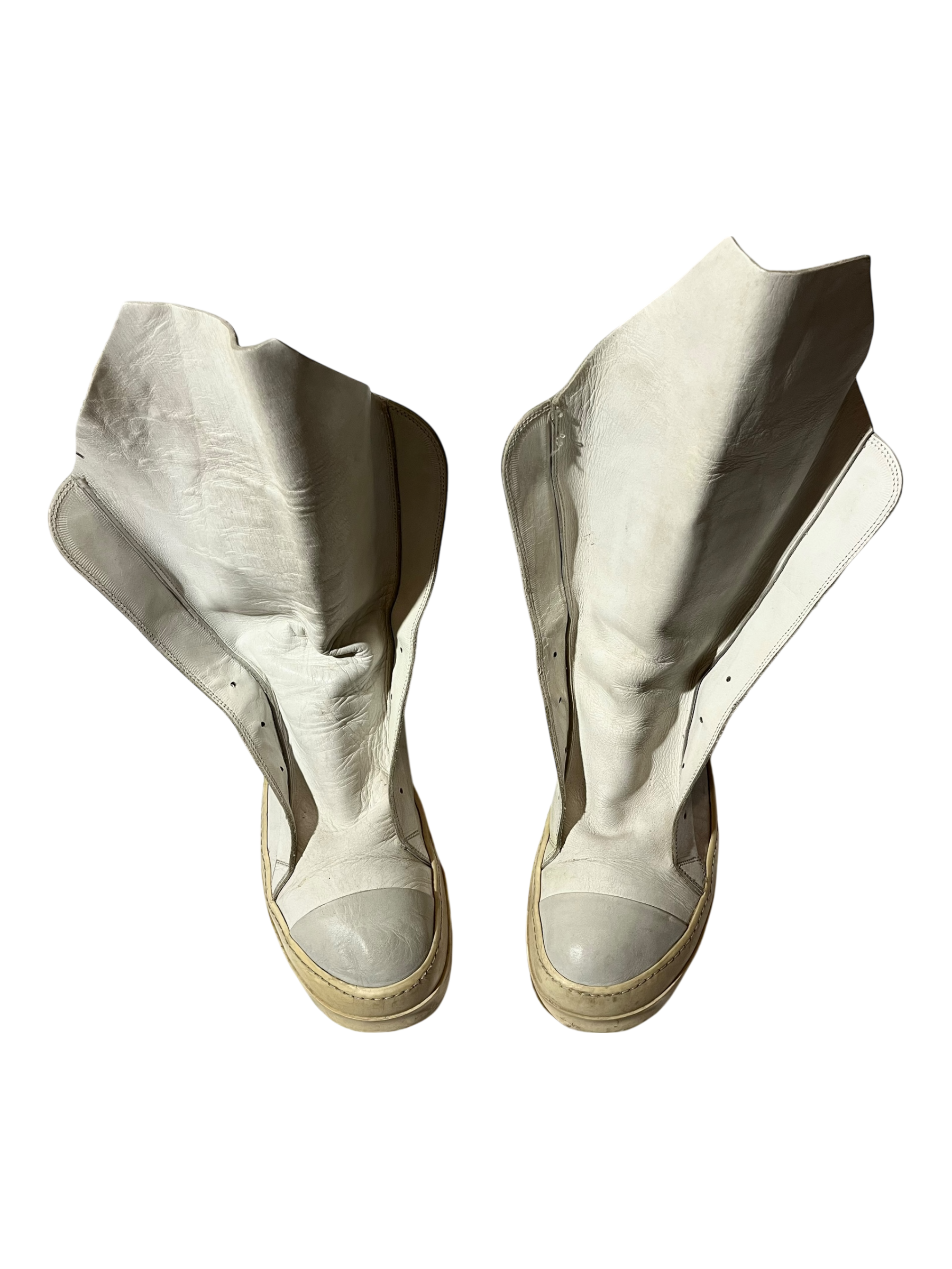RICK OWENS WHITE/MILK LEATHER LACELESS /MOUNTAIN RAMONES
