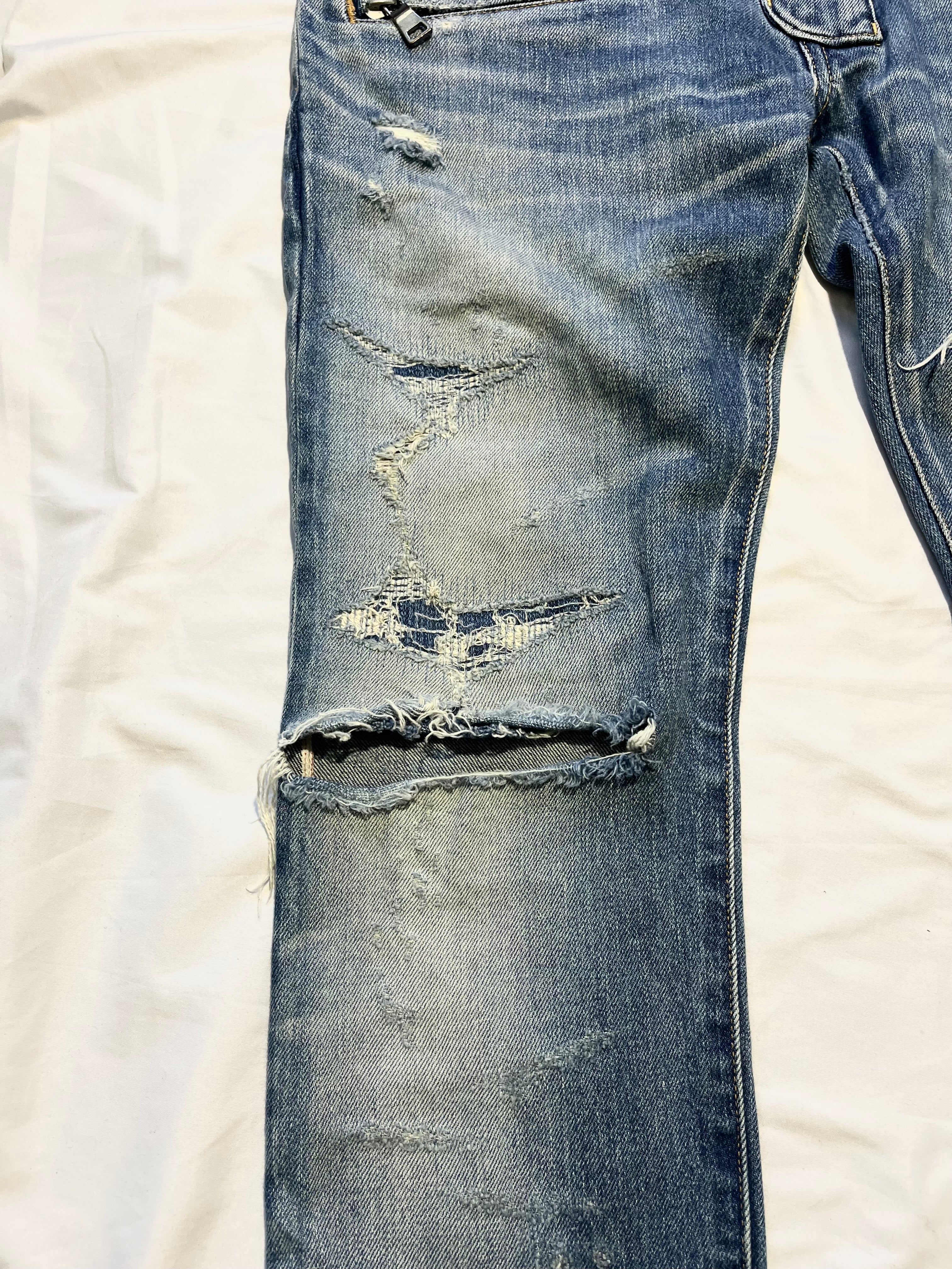 BALMAIN DESTROYED CRASH BIKER DENIM BY OLIVIER ROUSTEING