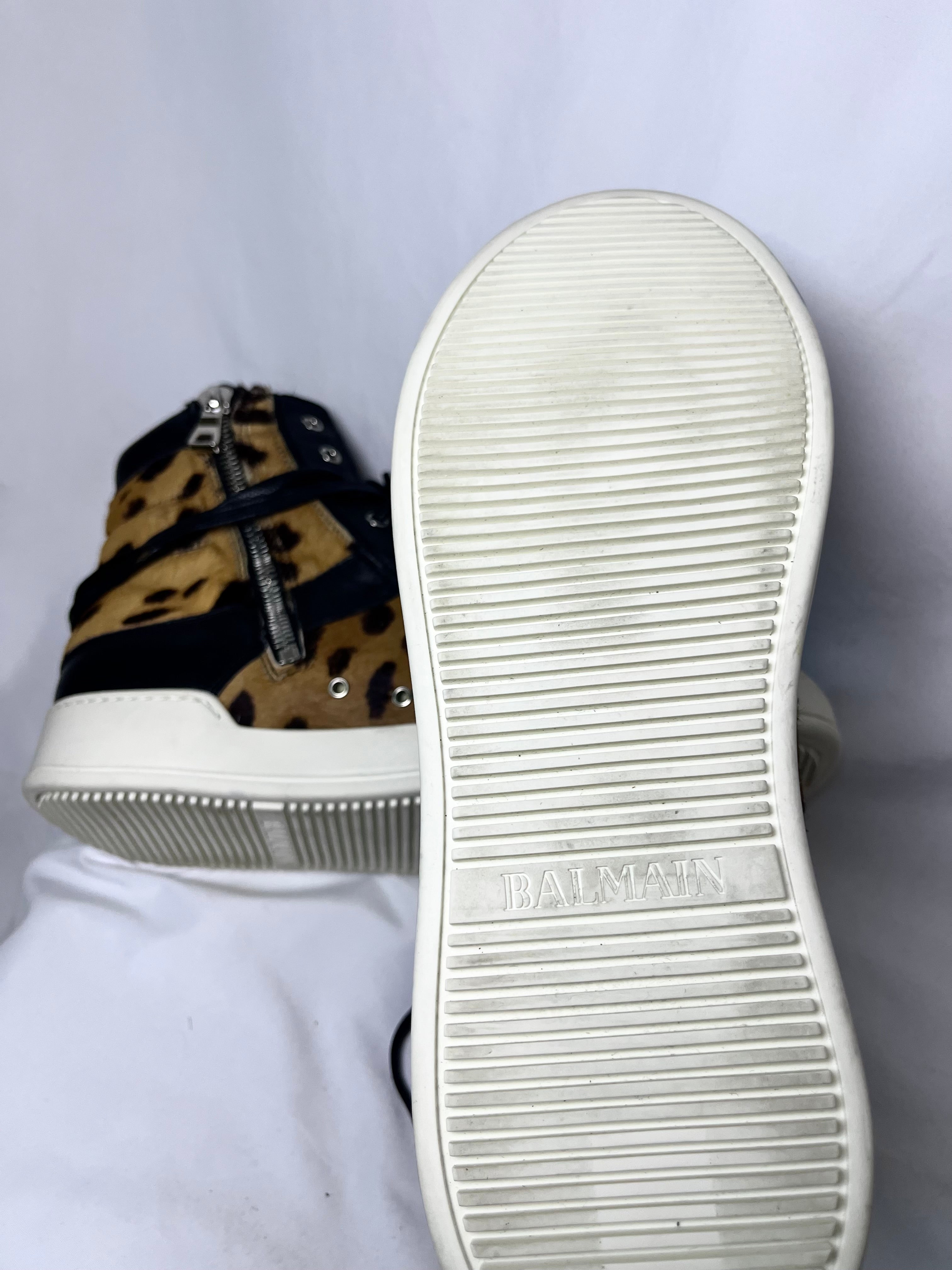 BALMAIN CHEETAH PRINT FUR DUNKS IN SIZE 42 BY OLIVIER ROUSTEING