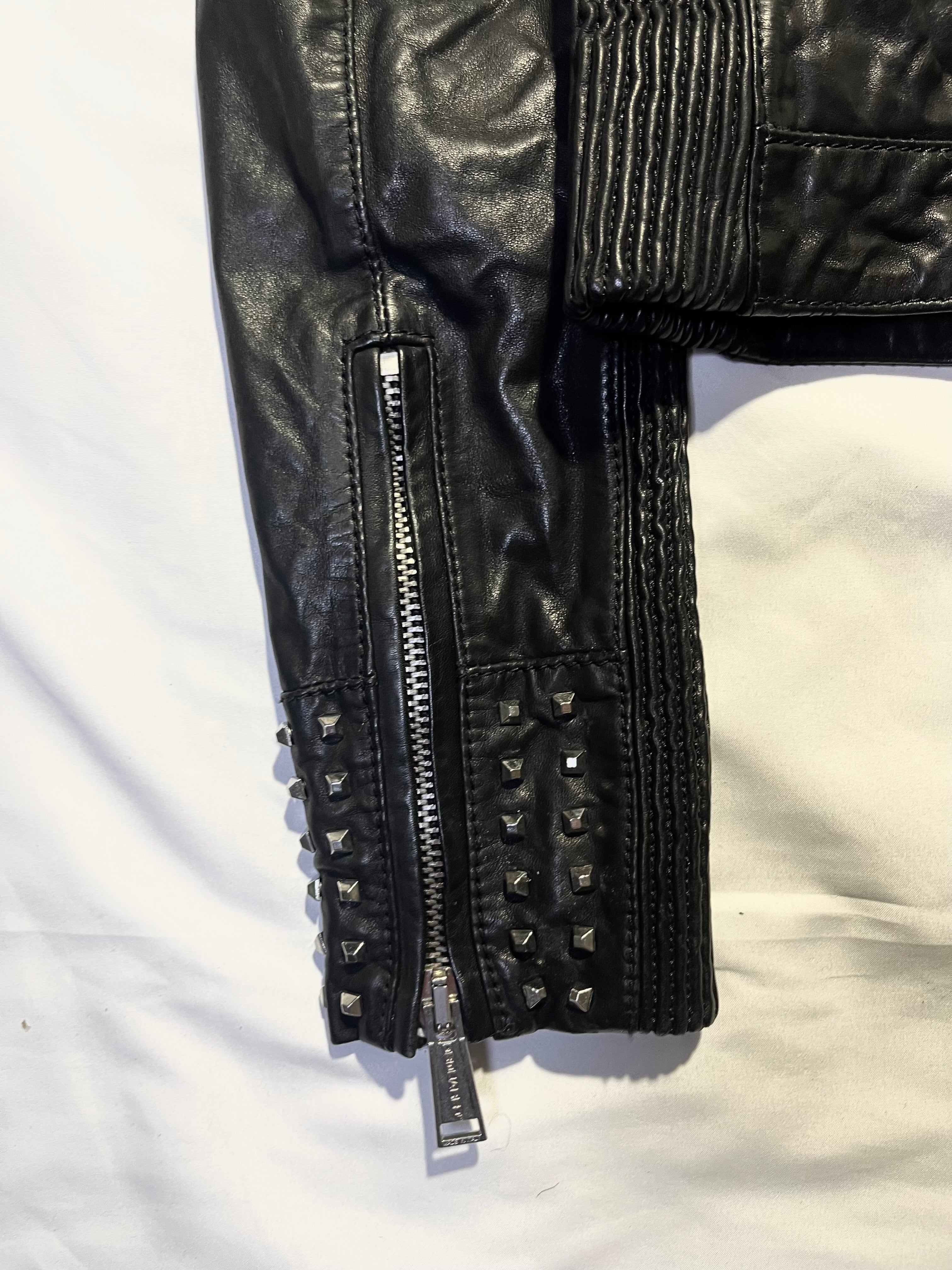 DSQUARED2 STUDDED PERFECTO BIKER LEATHER JACKET IN SIZE 40