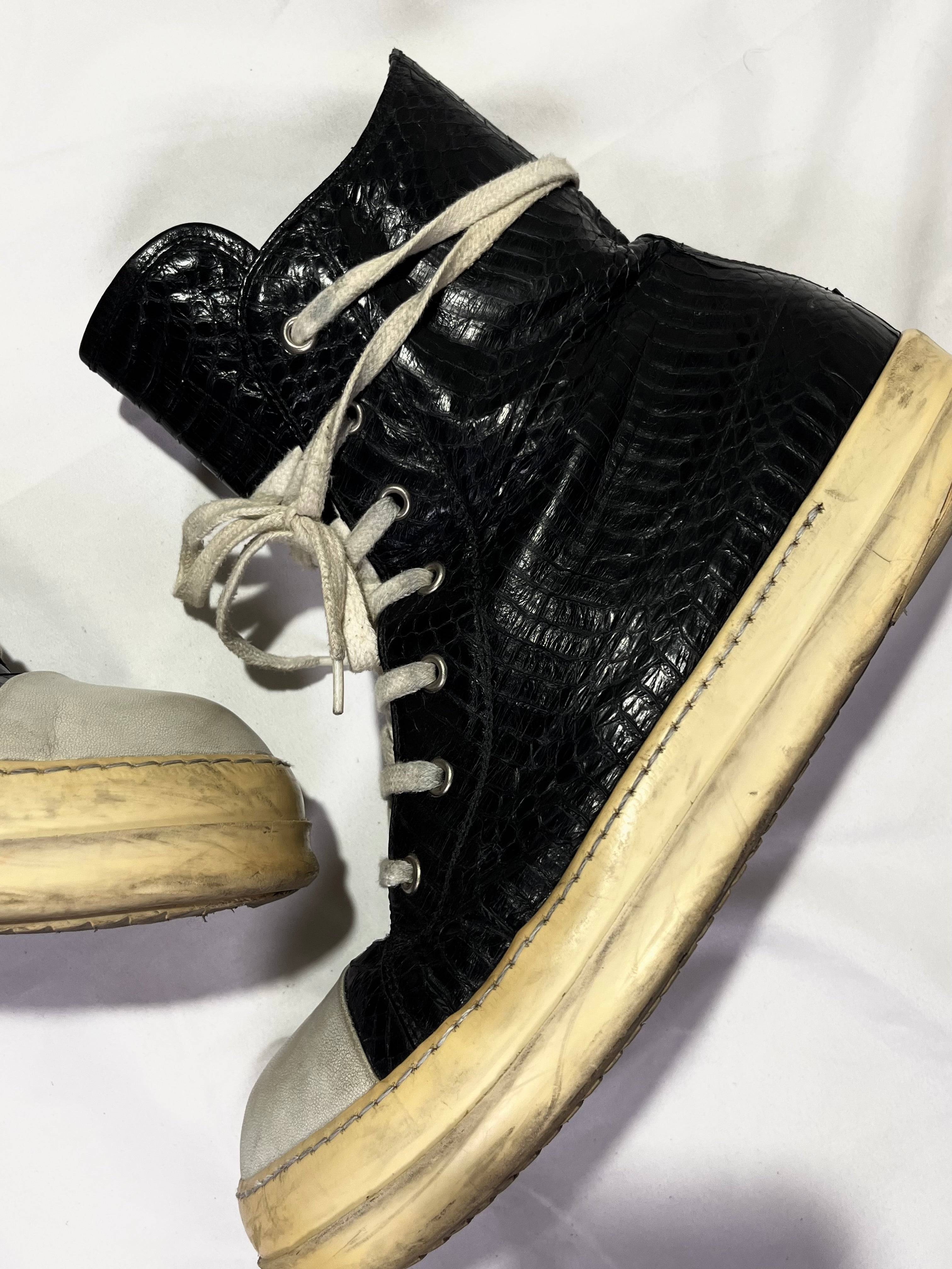 RICK OWENS 2012 PYTHON SKIN RAMONES IN BLACK/MILK