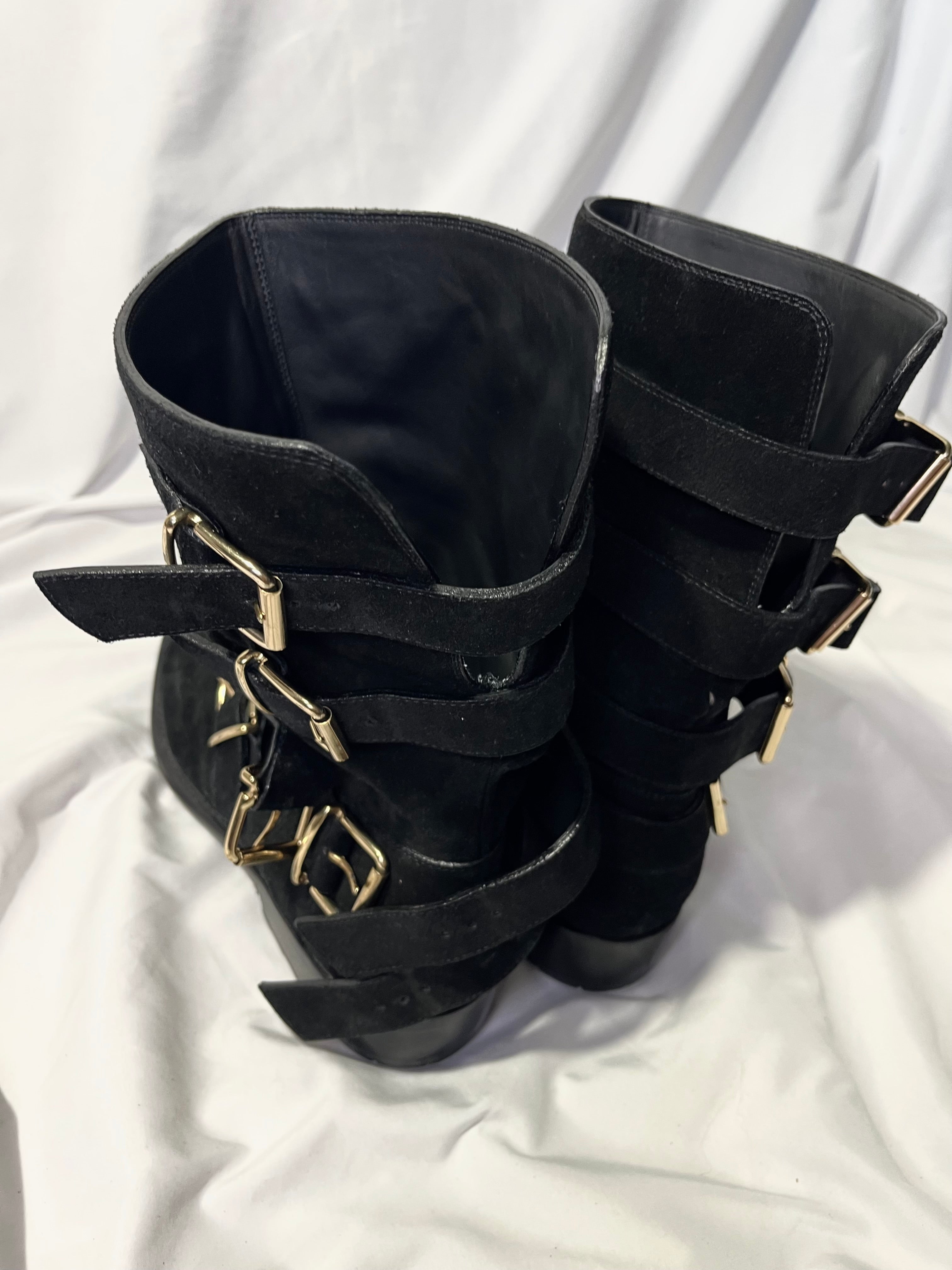 GIUSEPPE ZANOTTI FW12 ENGINEER BOOTS IN BLACK SUEDE LEATHER