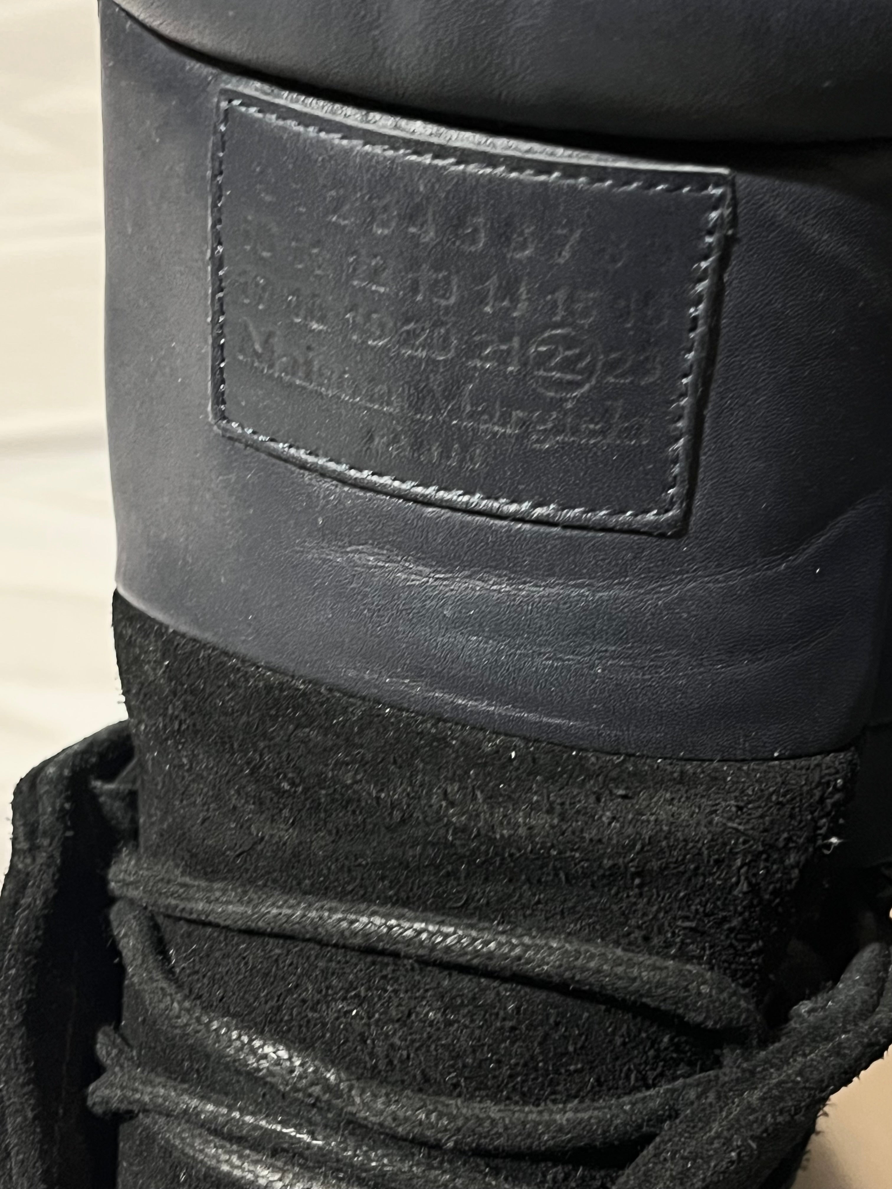 MAISON MARGIELA "FUTURE" HIGH TOP SNEAKER NAVY/BLACK SUEDE HIGH TOP SNEAKERS IN 46 DS