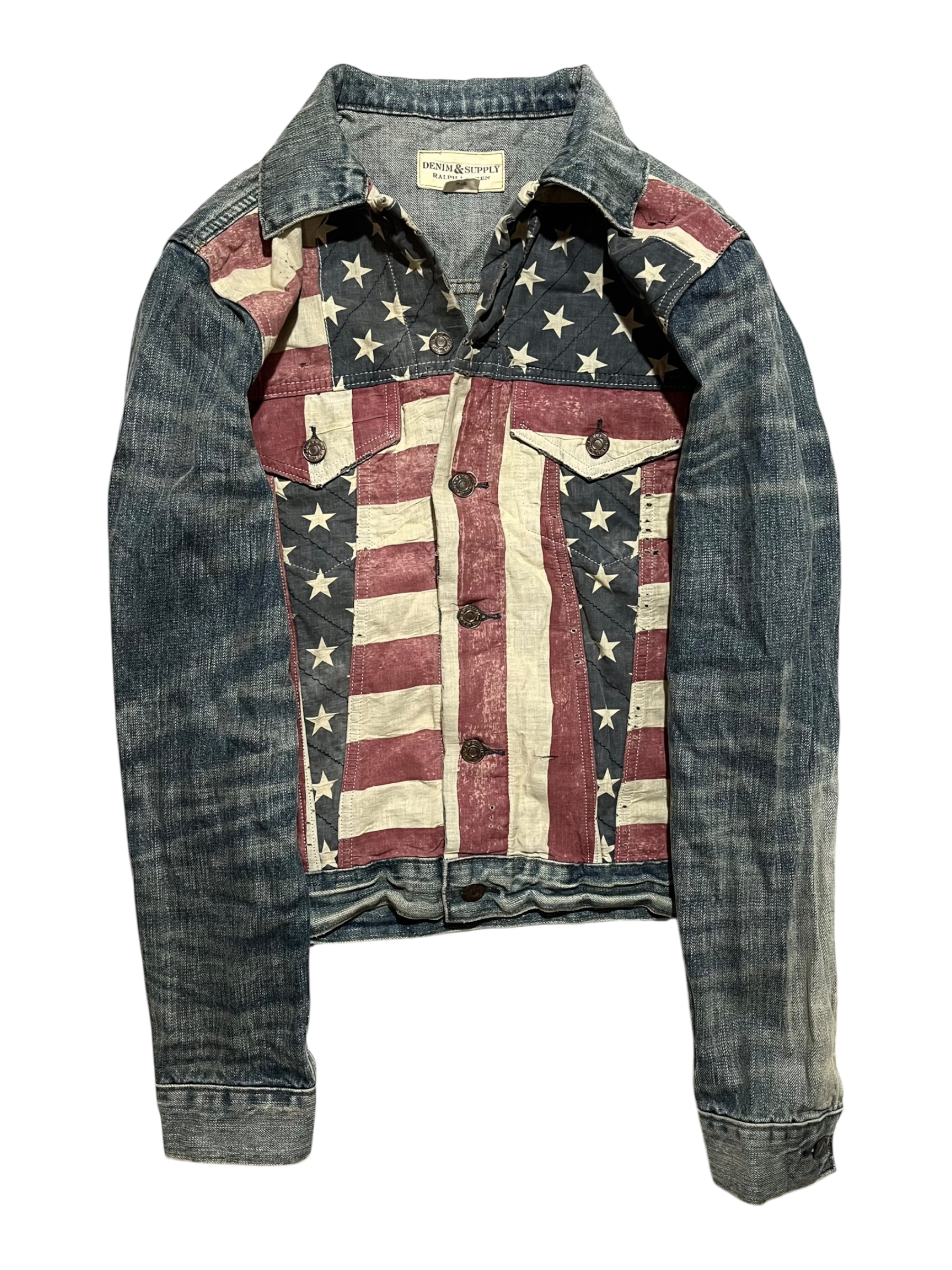 RALPH LAUREN DENIM & SUPPLY US FLAG DENIM TRUCKER JACKETS IN S