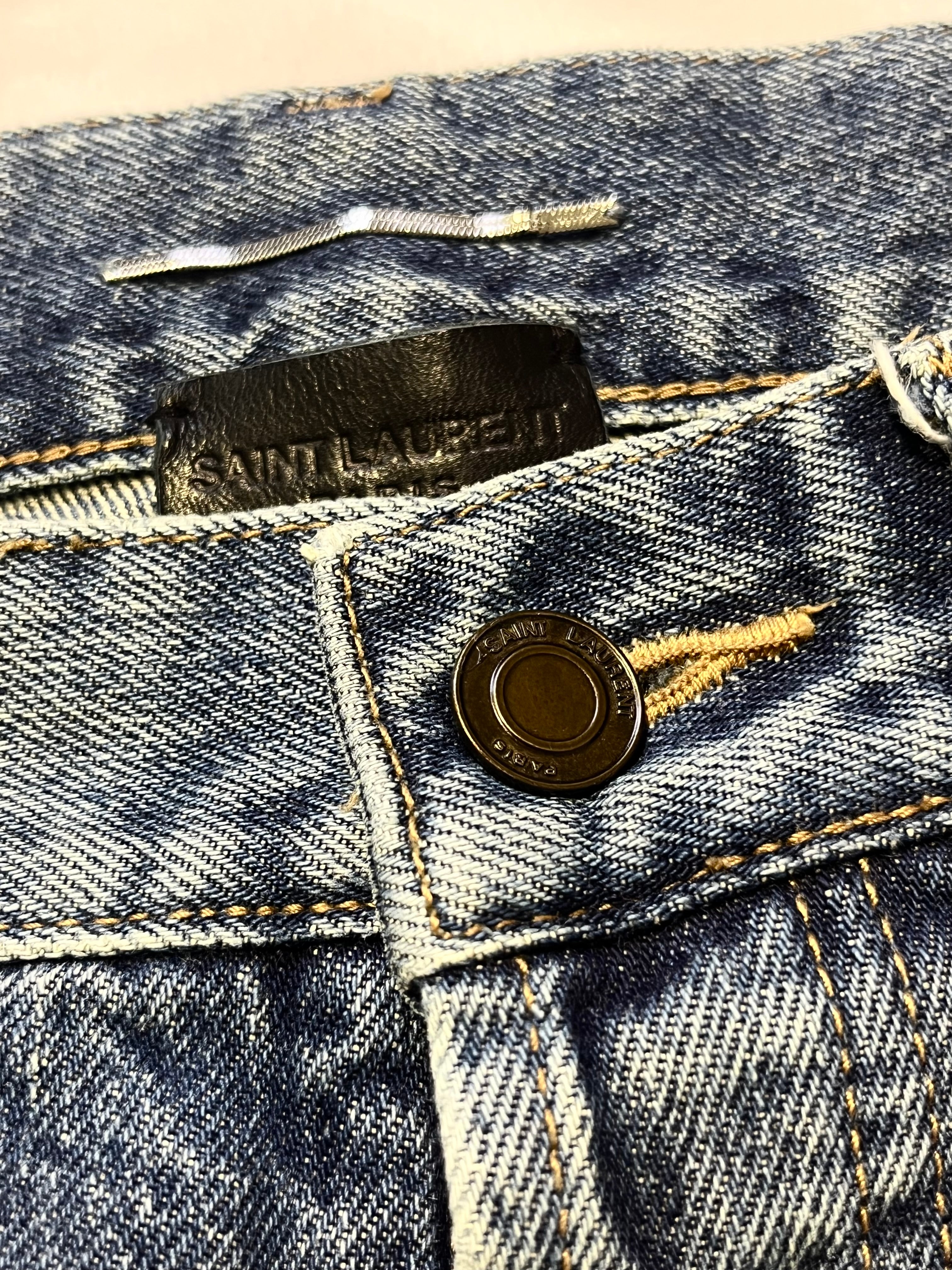 SAINT LAURENT FW19 D18 PAISLEY BANDANA DENIM BY ANTHONY VACCARELLO IN W28