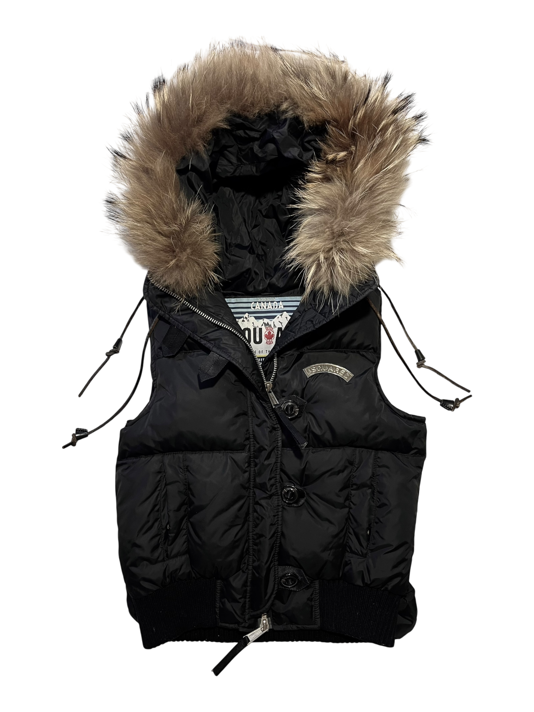 DSQUARED2 FW10 DRAWSTRINGS REAL FUR VEST