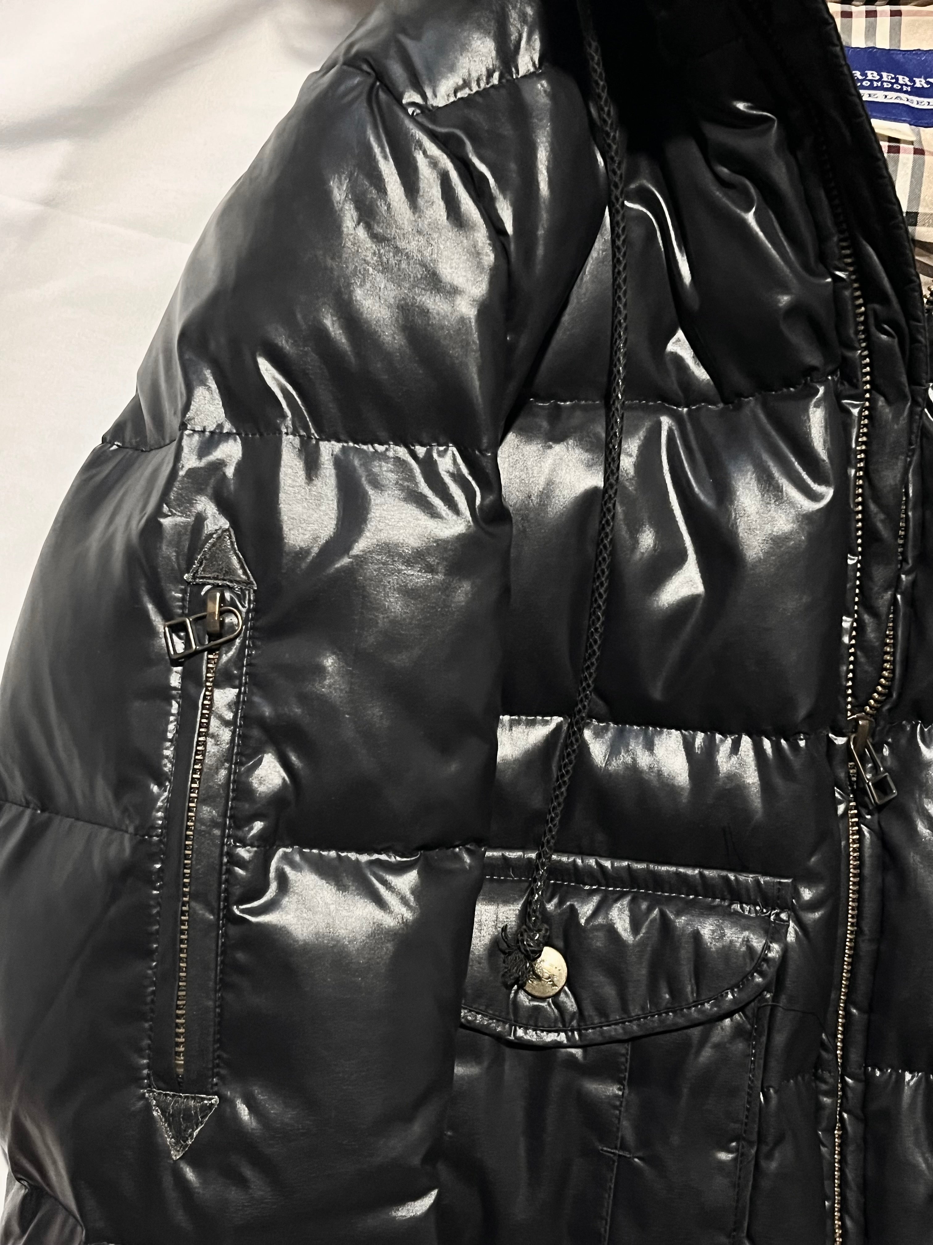 BURBERRY BLUE LABEL 2009 REAL FUR NOVA CHECK PUFFER DOWN JACKET
