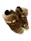 GIUSEPPE ZANOTTI 'COBY' BROWN/GOLD FUR WEDGE SNEAKERS IN 35