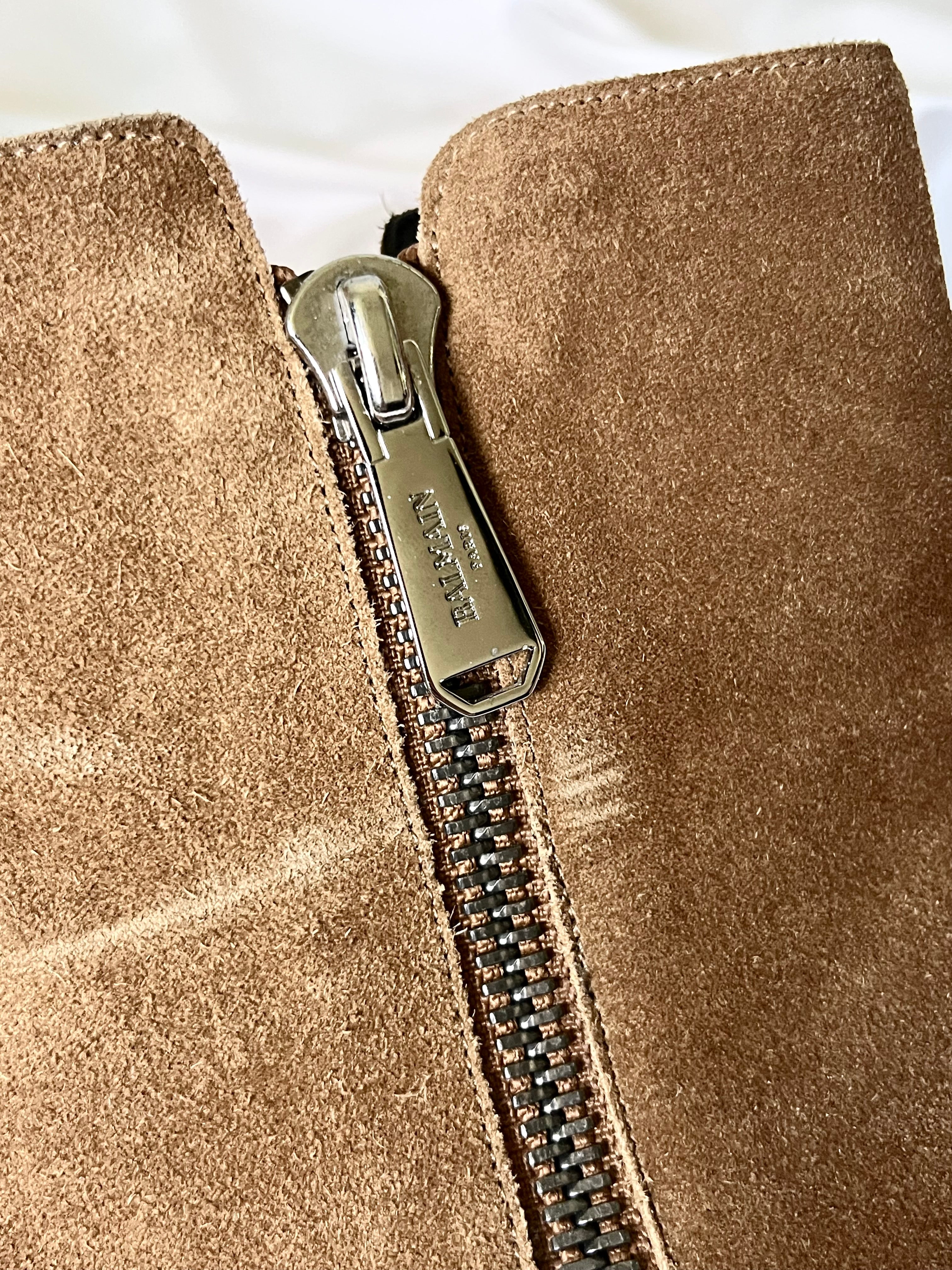 BALMAIN ANTHOS DOUBLE ZIP CHELSEA KHAKI SUEDE BOOTS BY OLIVIER ROUSTEING