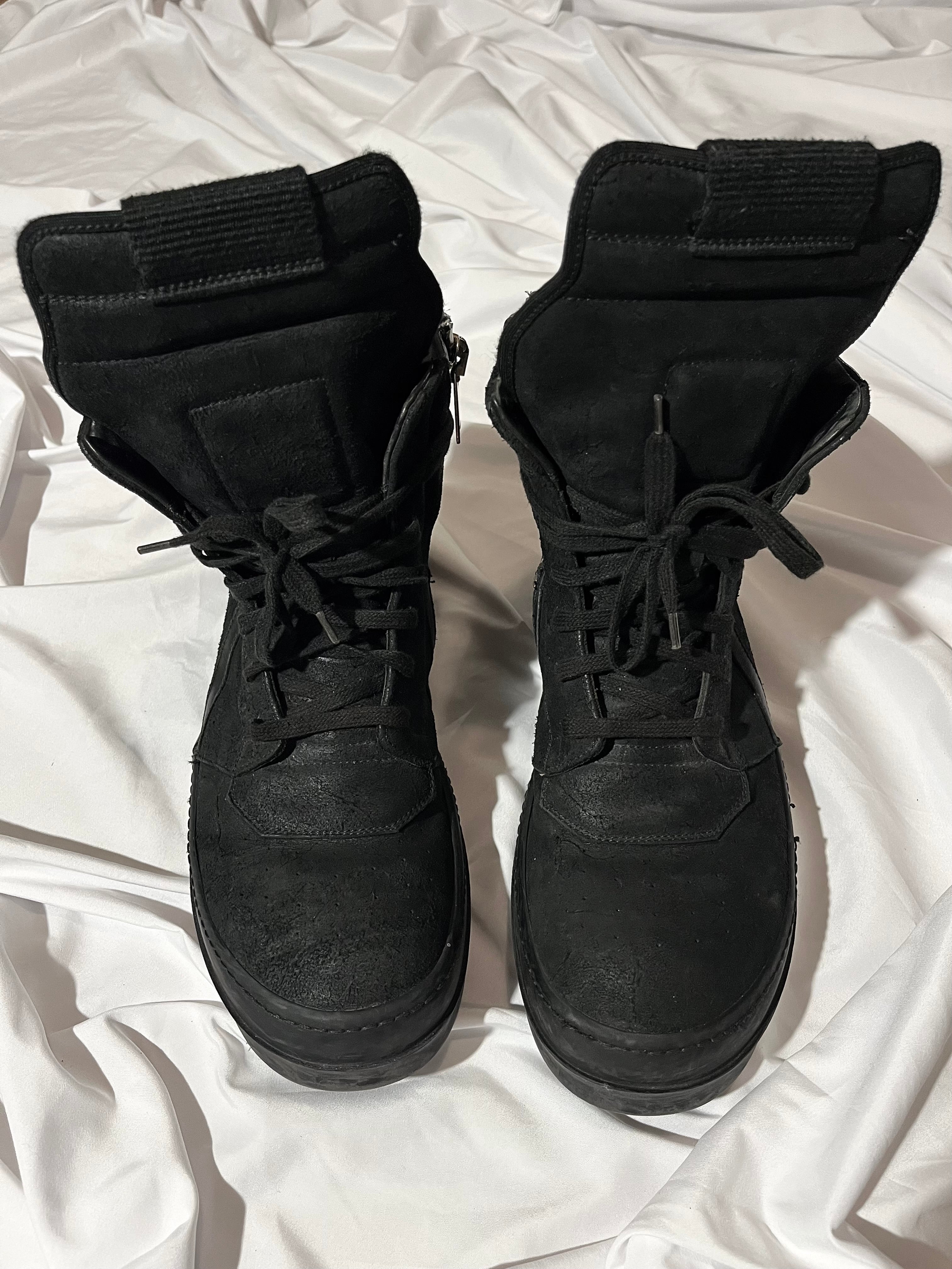 RICK OWENS FW13 'PLINTH' TRIPLE BLACK BLISTERED LEATHER GEOBASKETS
