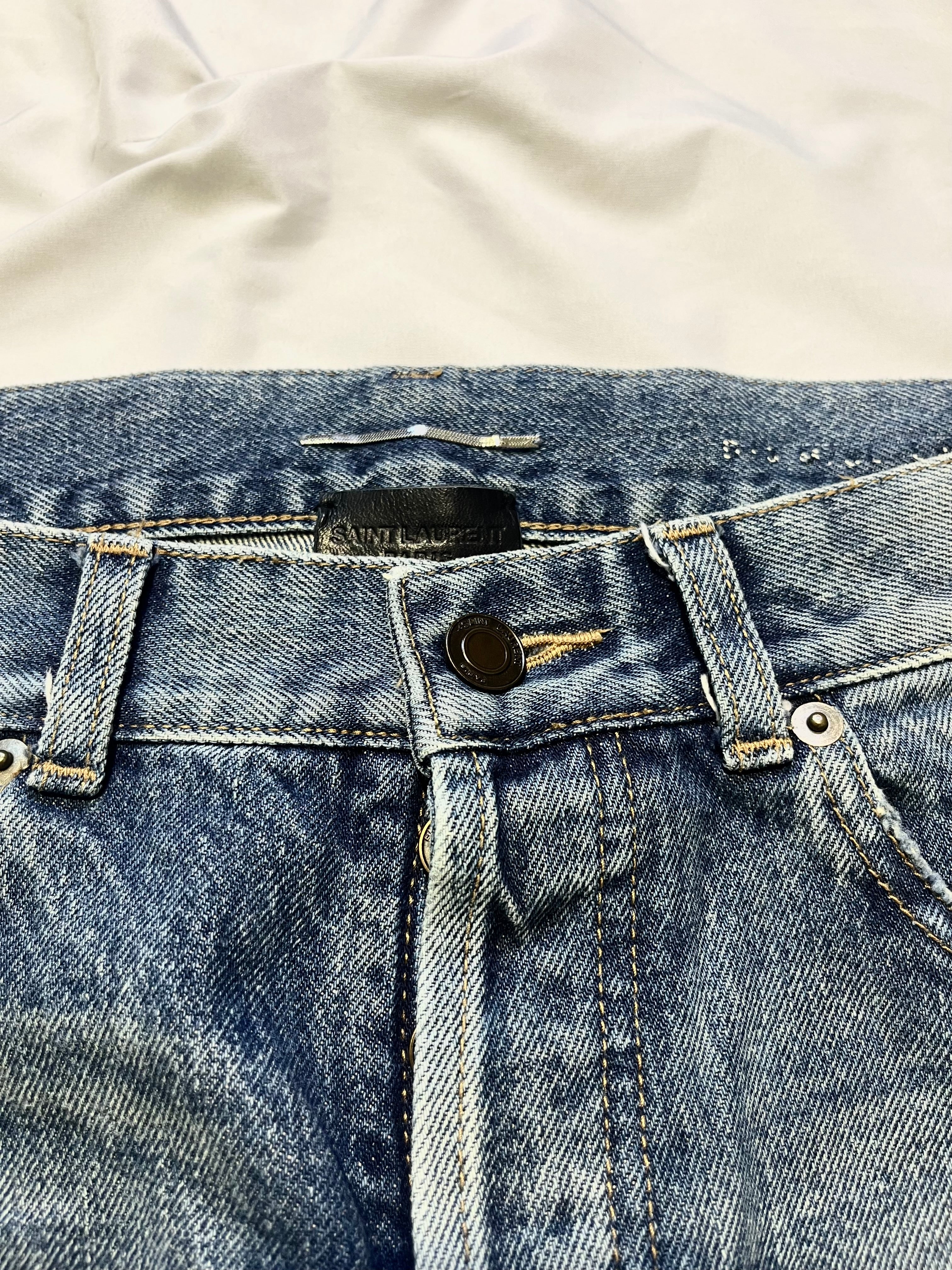 SAINT LAURENT FW19 D18 PAISLEY BANDANA DENIM BY ANTHONY VACCARELLO IN W28
