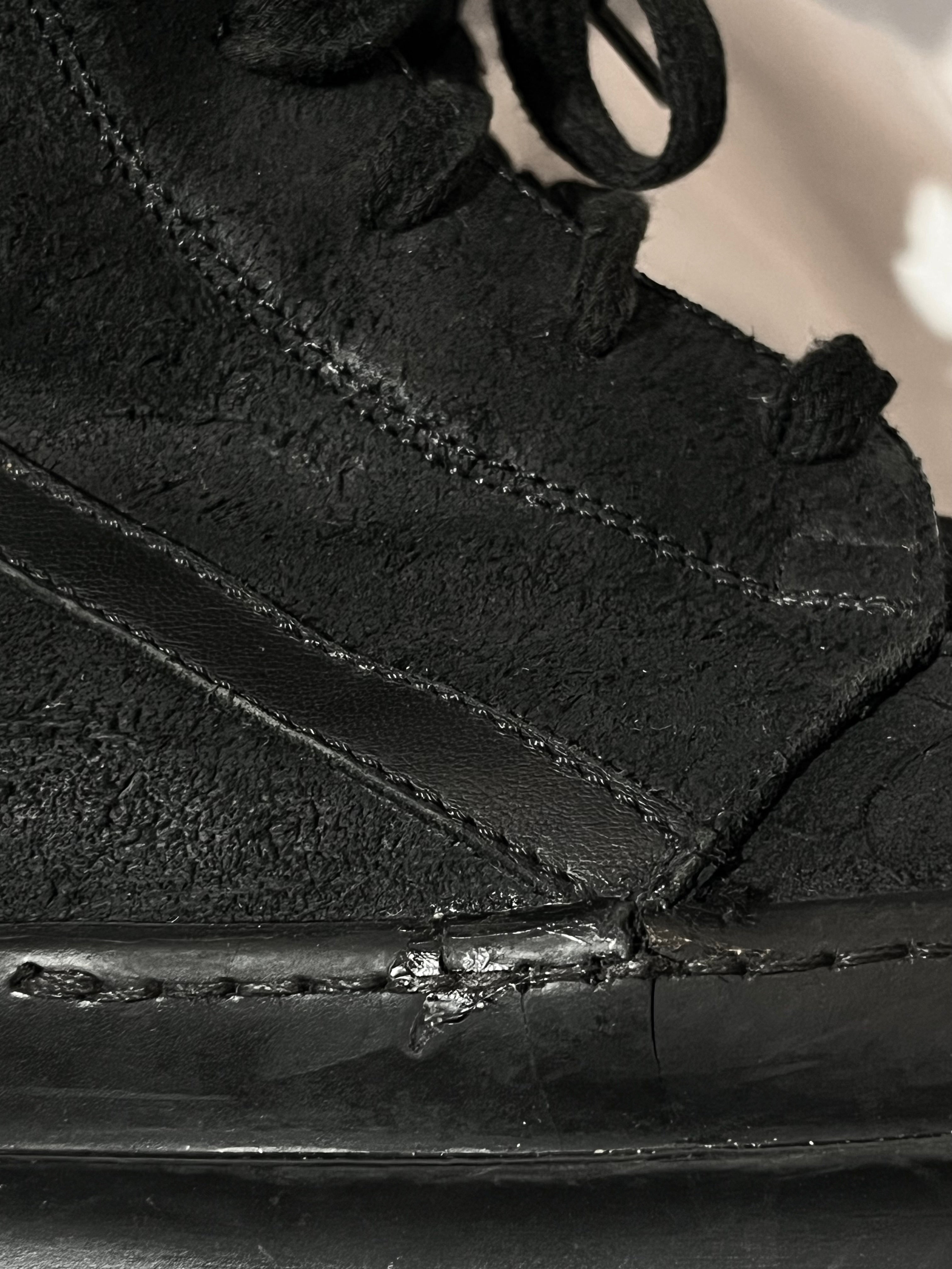 RICK OWENS FW13 'PLINTH' TRIPLE BLACK BLISTERED LEATHER GEOBASKETS