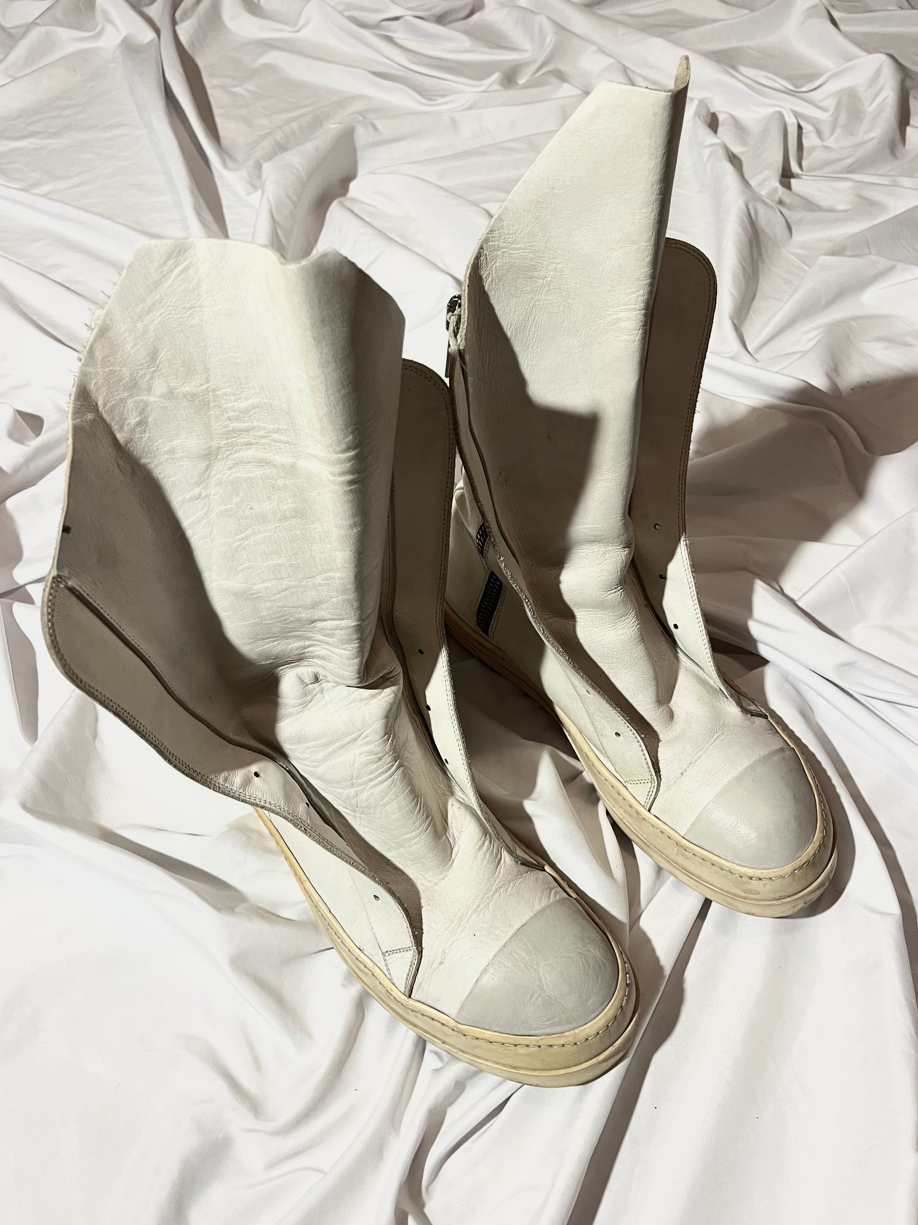 RICK OWENS WHITE/MILK LEATHER LACELESS /MOUNTAIN RAMONES