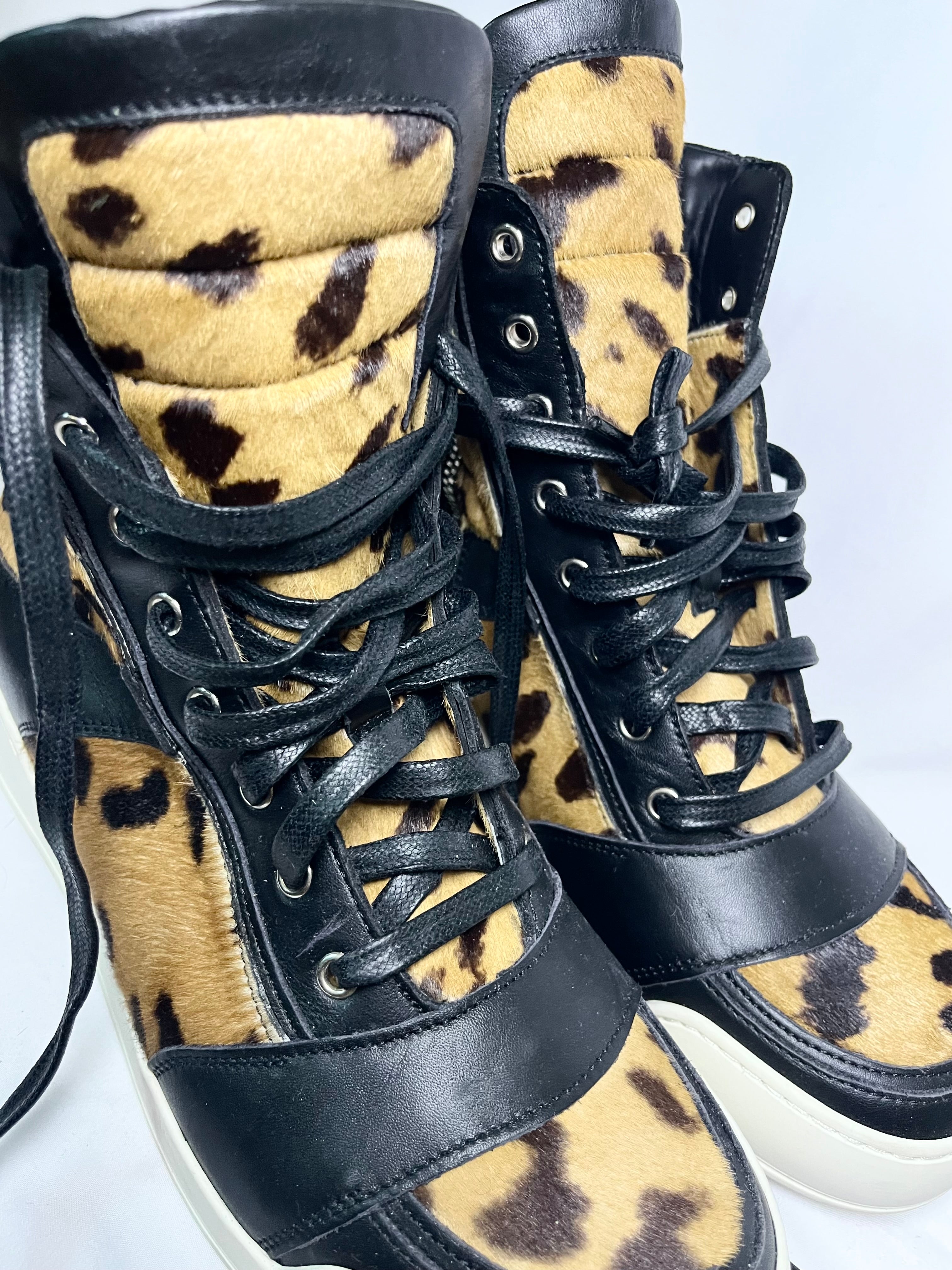 BALMAIN CHEETAH PRINT FUR DUNKS IN SIZE 42 BY OLIVIER ROUSTEING